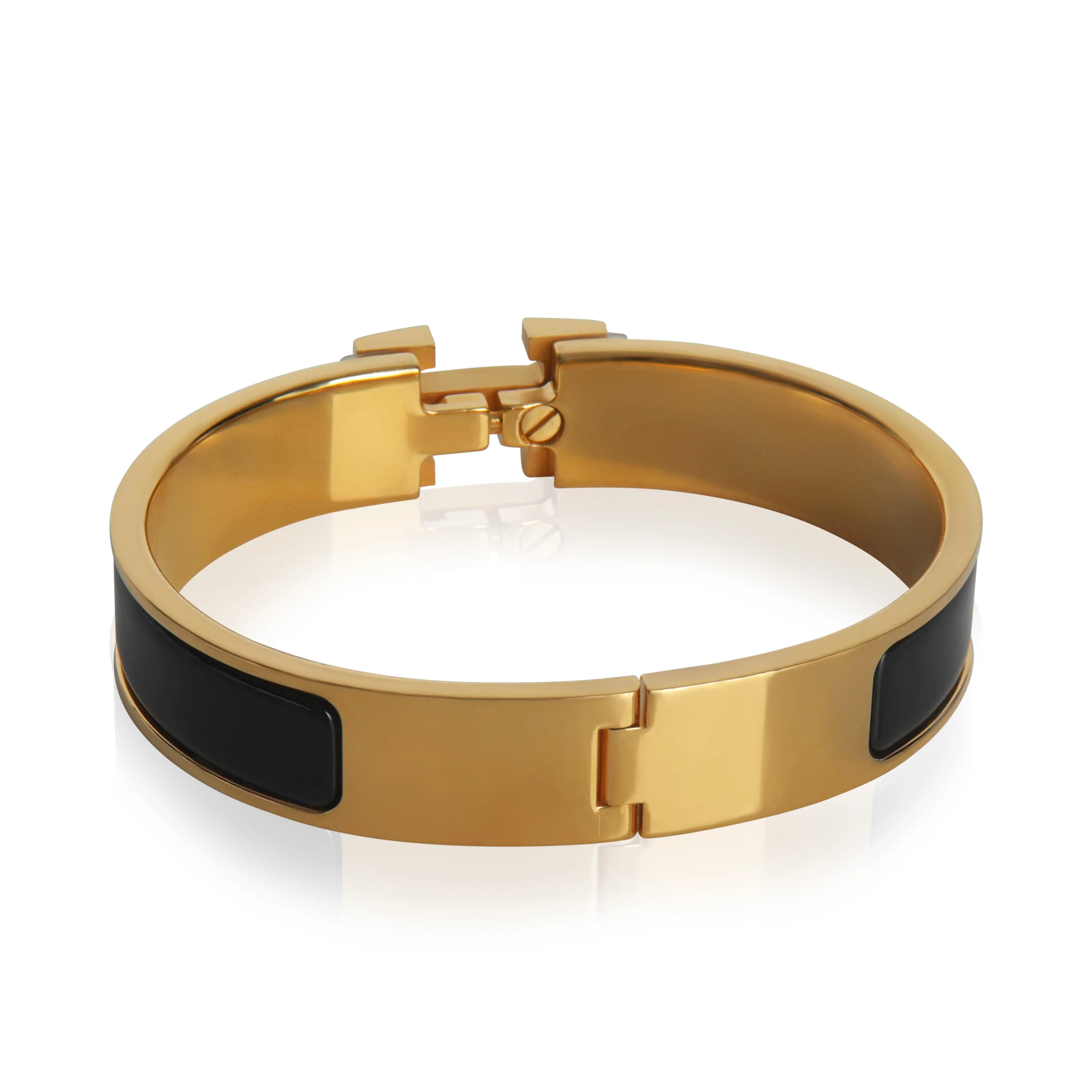 Gold-Plated Clic H In Noir Bracelet - Image 3