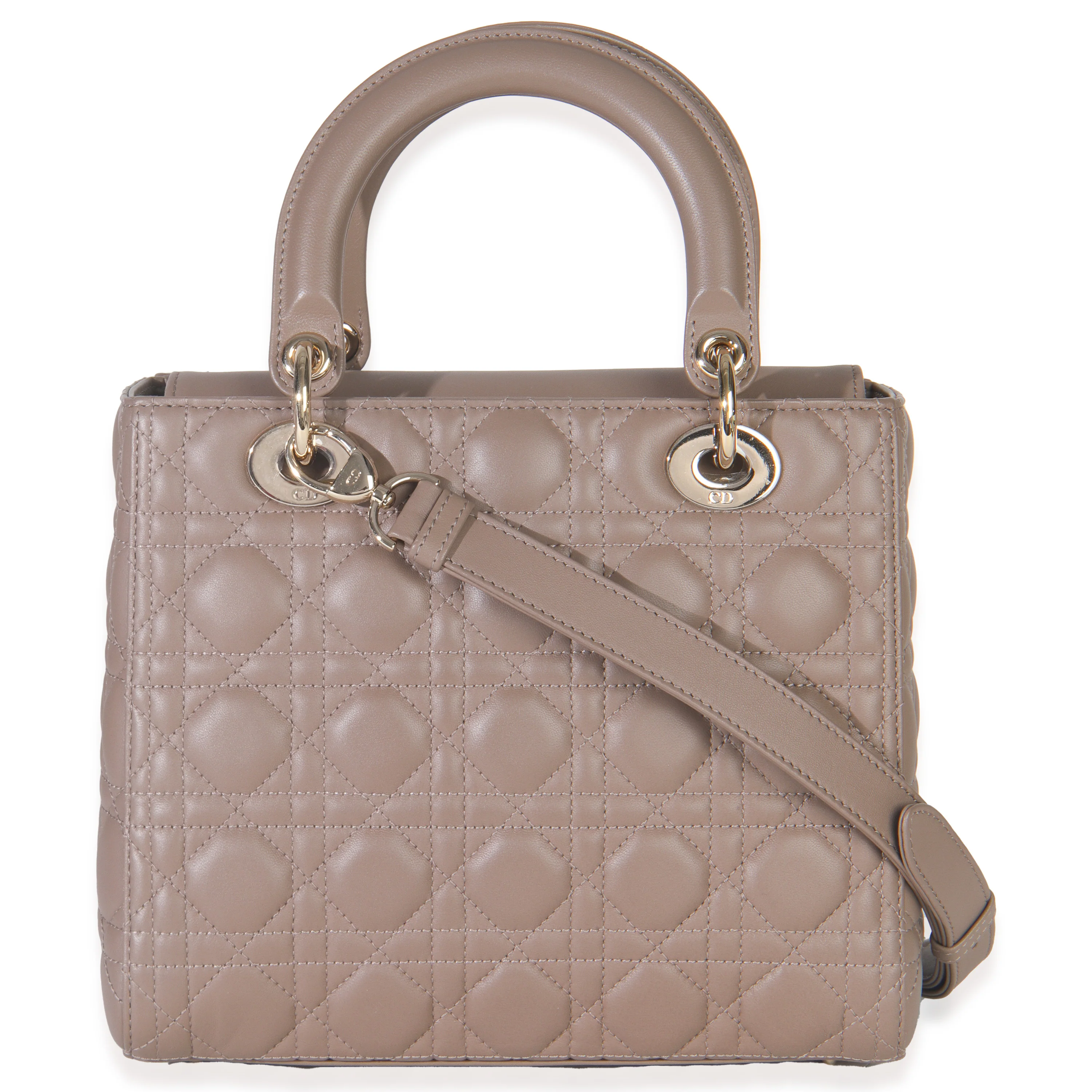 Taupe Lambskin Cannage Medium Lady Dior - Image 5