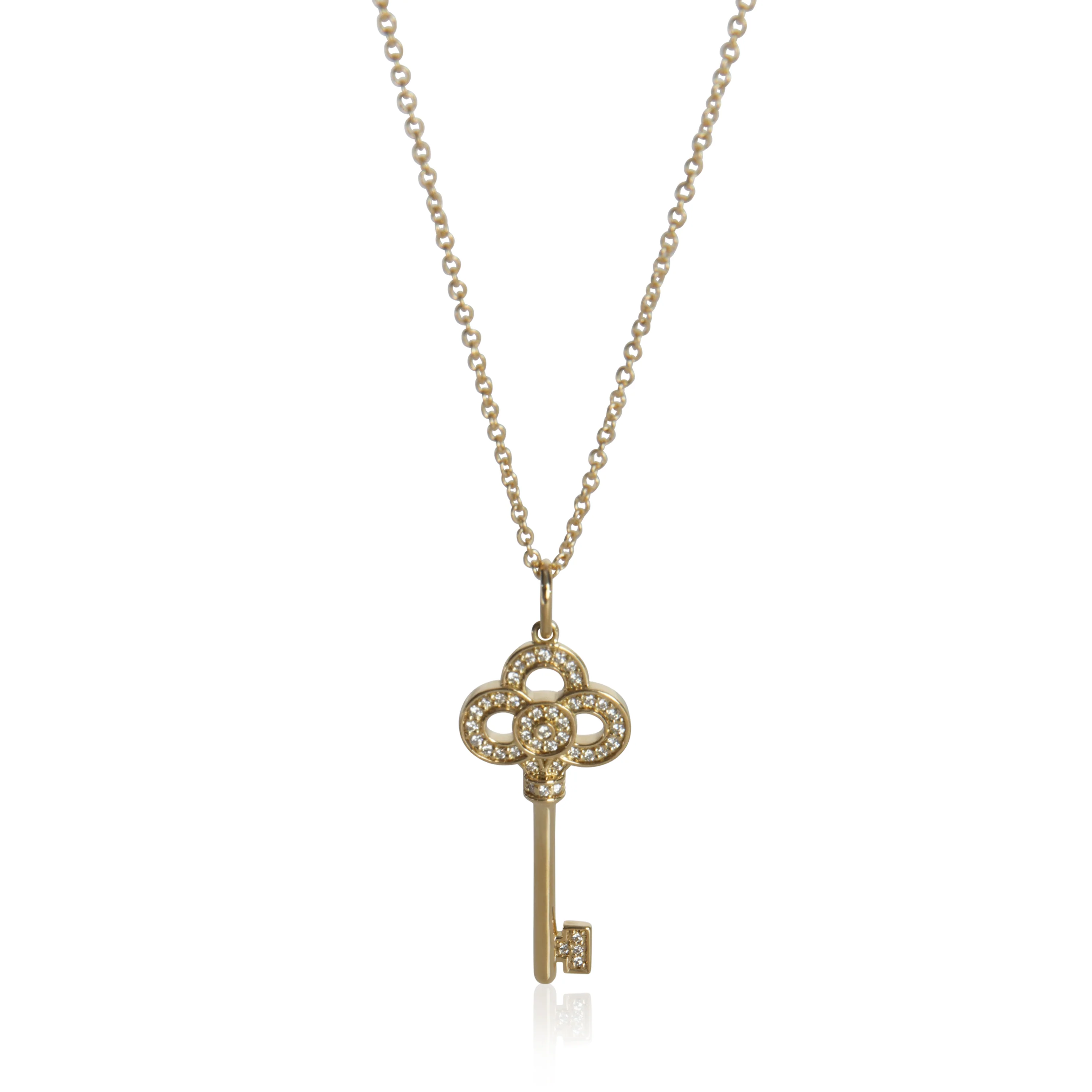 Yellow Gold Diamond Mini Crown Key Pendant