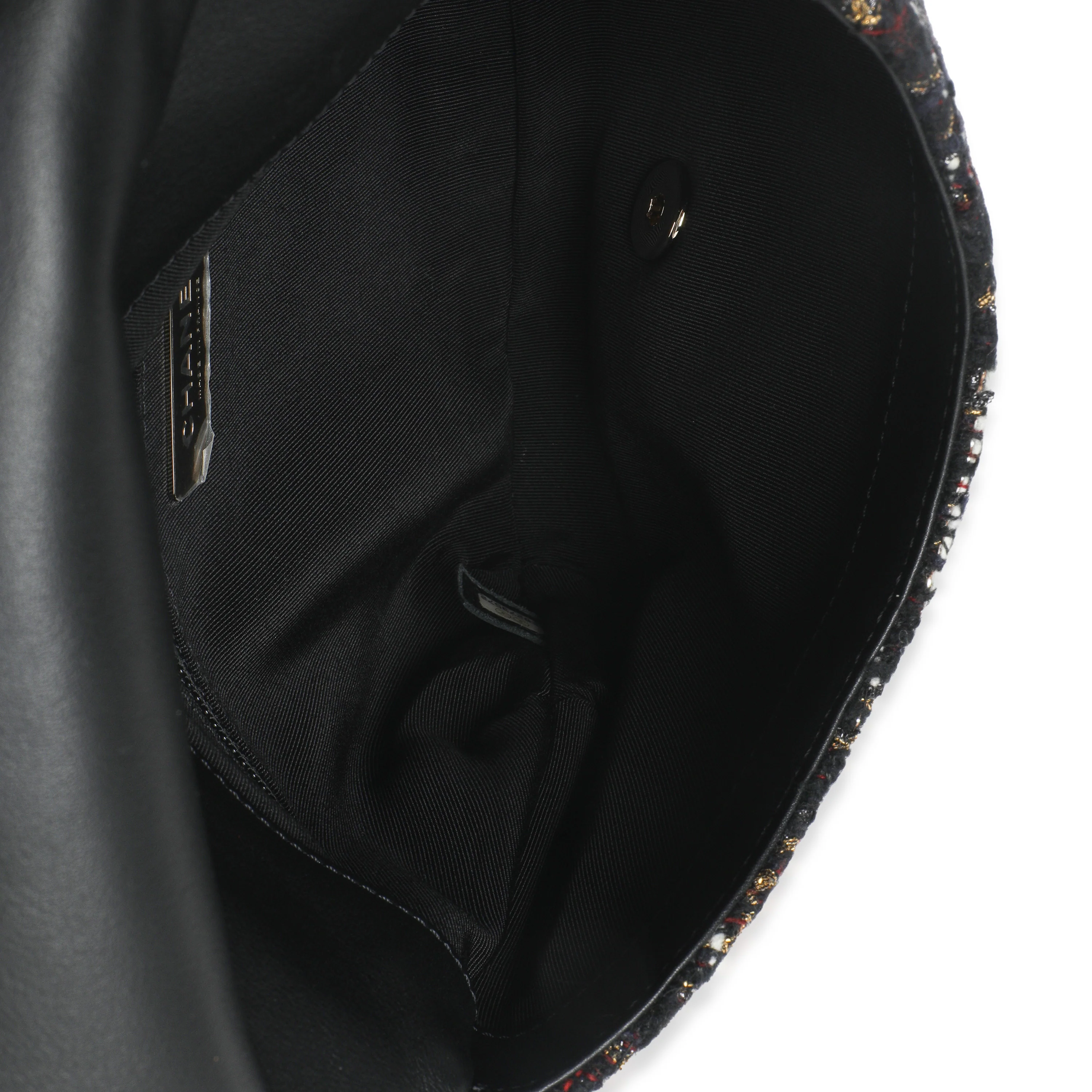 Gold Multicolor Tweed Small Chain Around Saddle Flap Bag - Image 9