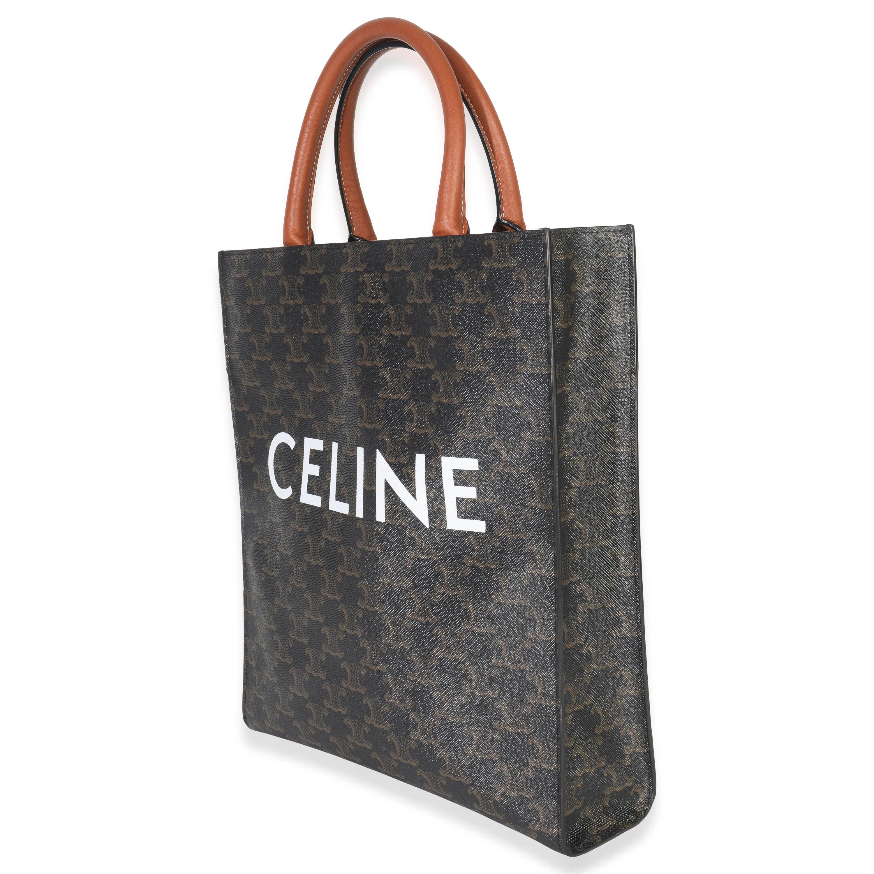 Triomphe Canvas Tan Calfskin Small Vertical Cabas - Image 2