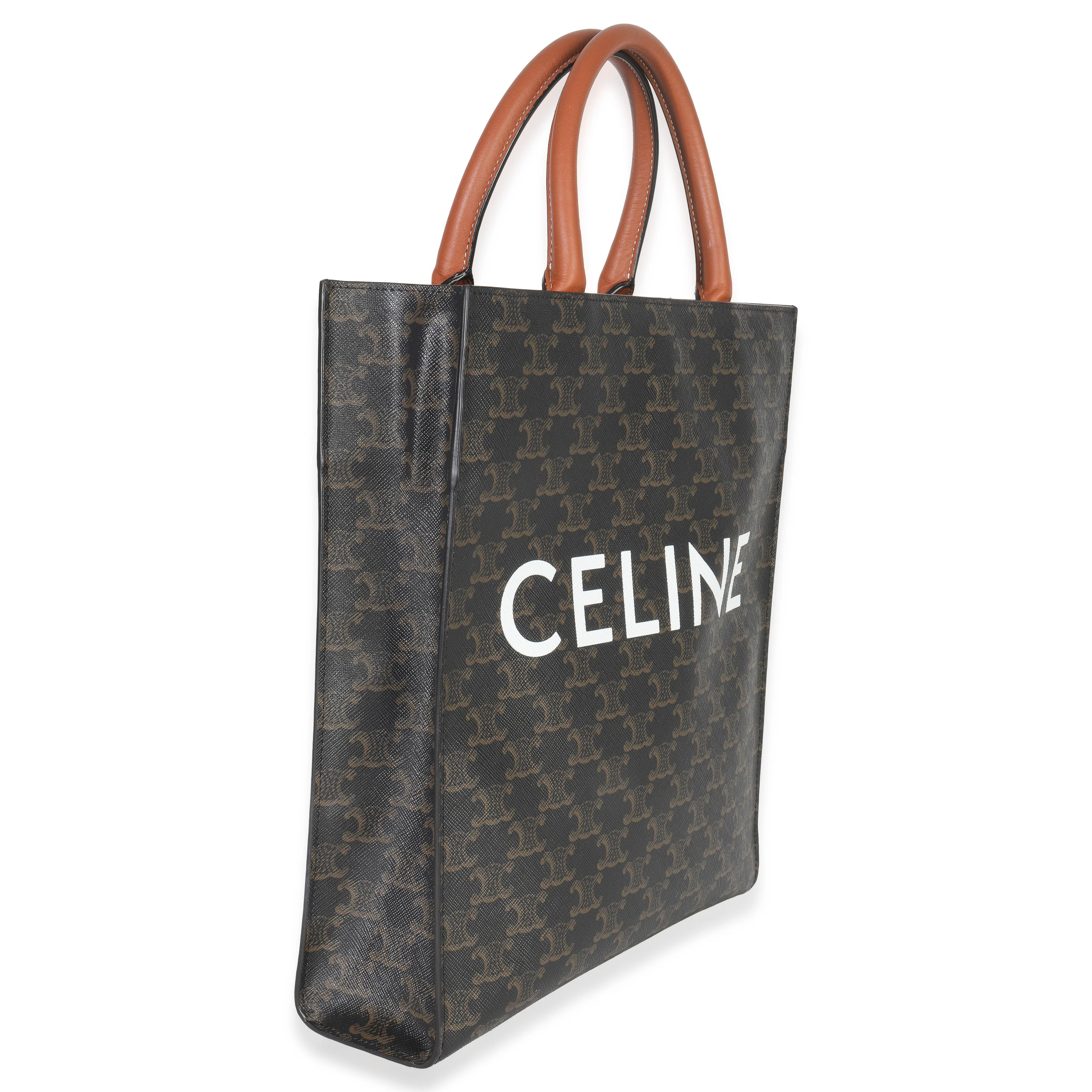 Triomphe Canvas Tan Calfskin Small Vertical Cabas - Image 3