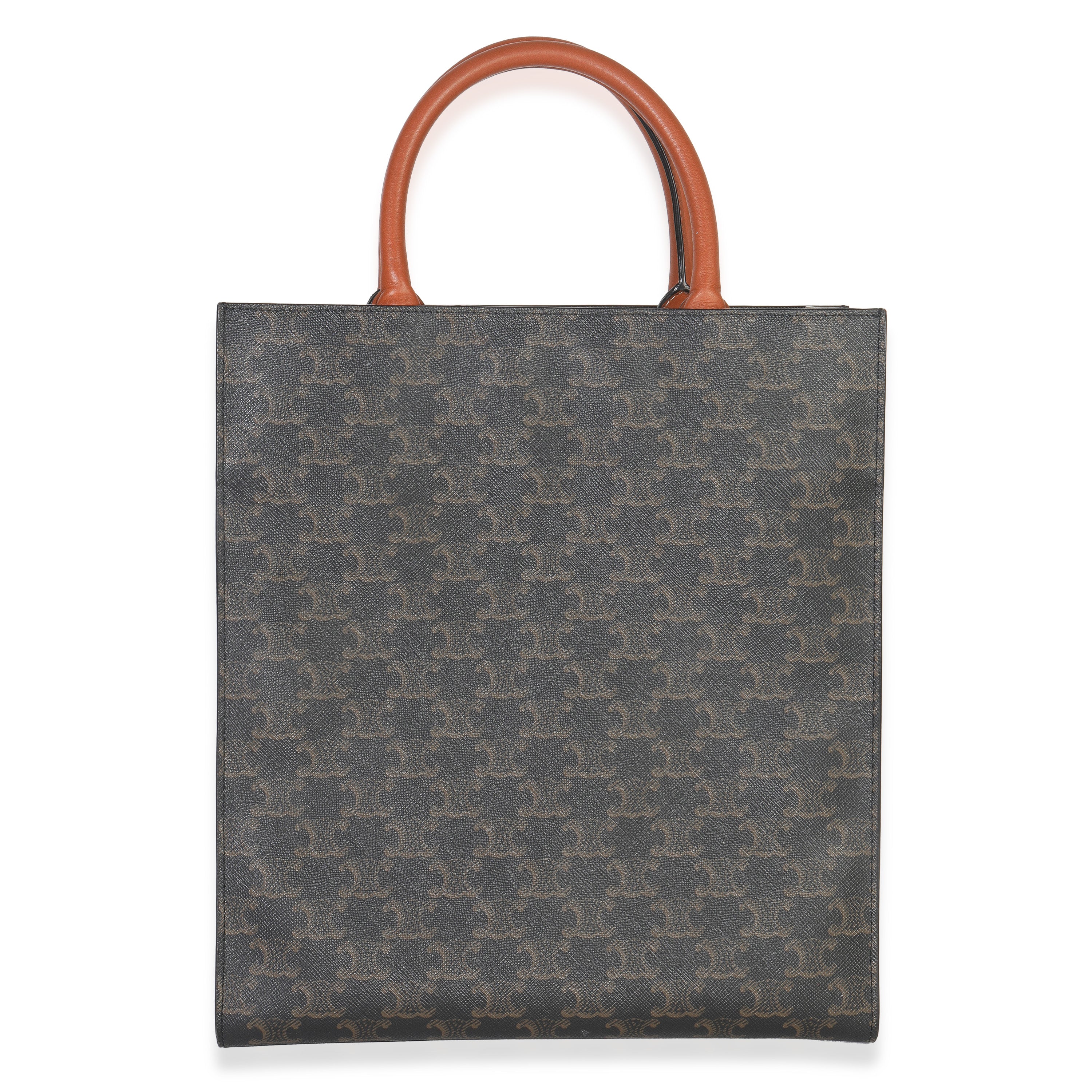 Triomphe Canvas Tan Calfskin Small Vertical Cabas - Image 4