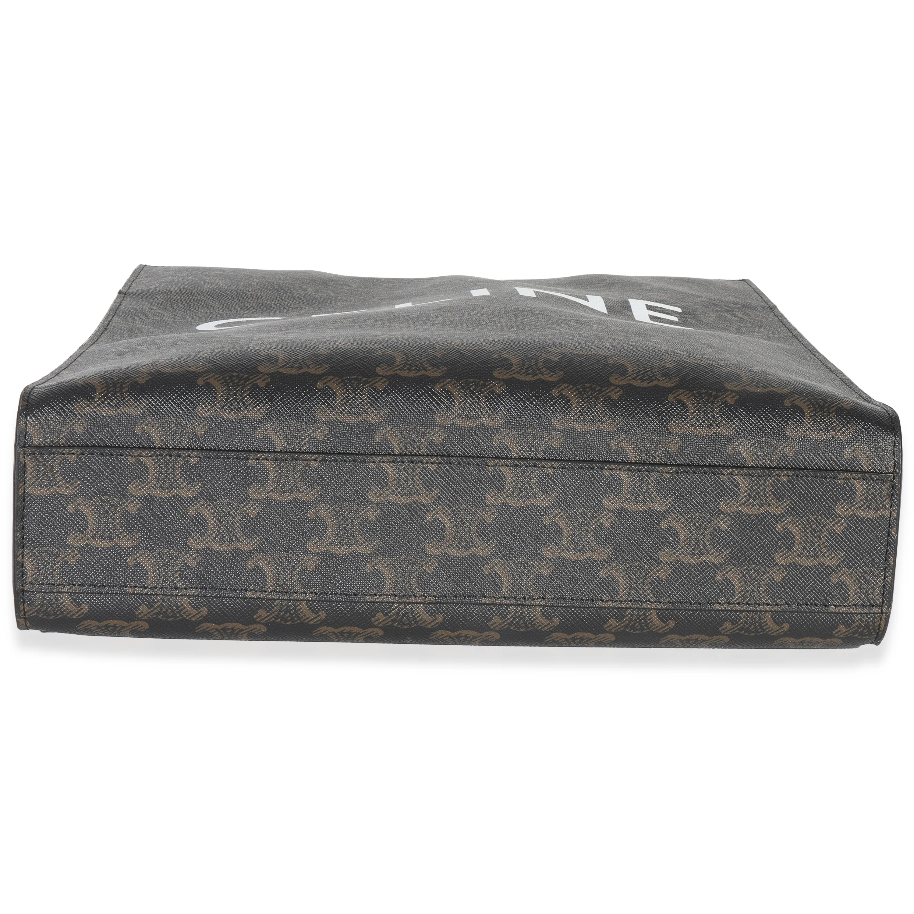 Triomphe Canvas Tan Calfskin Small Vertical Cabas - Image 5
