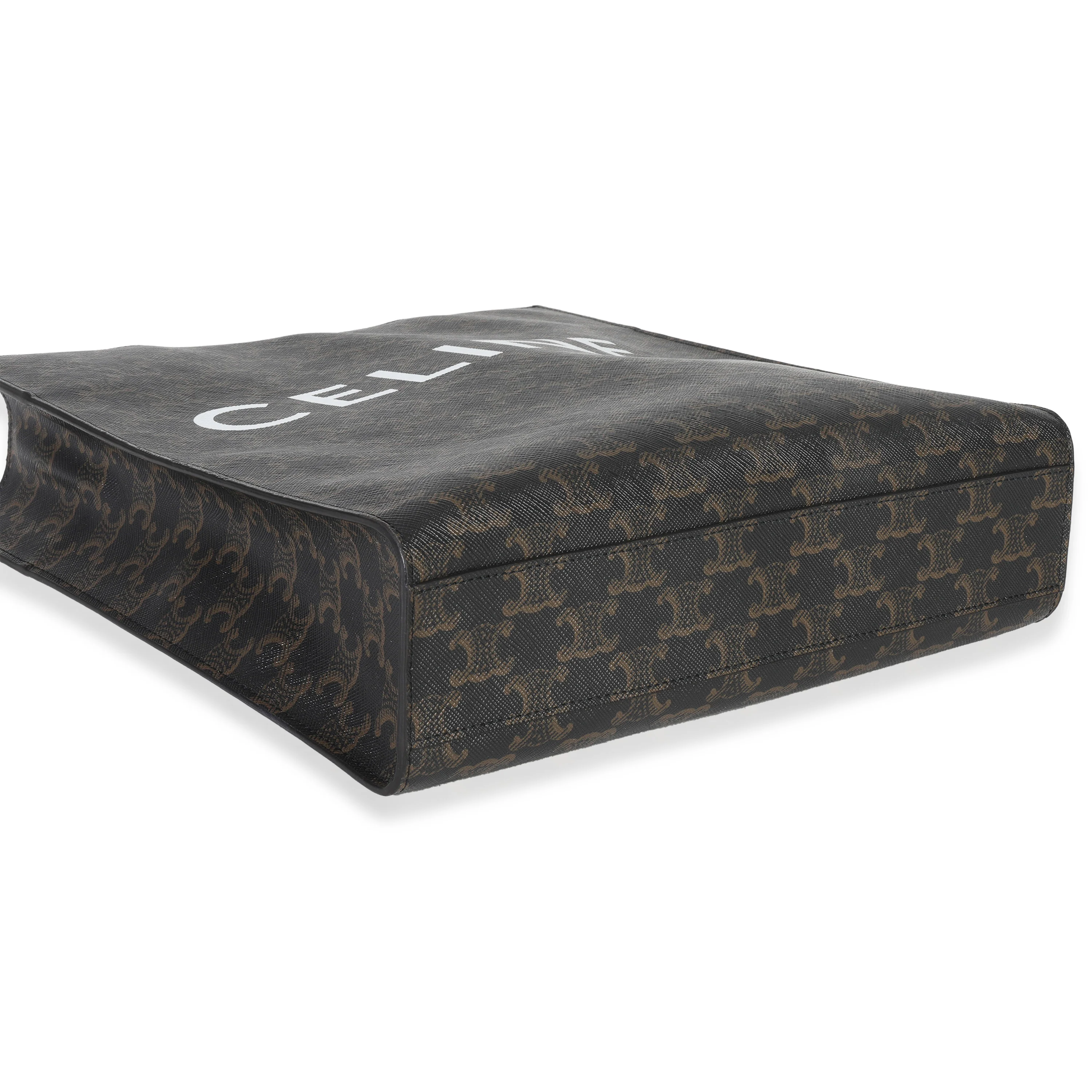 Triomphe Canvas Tan Calfskin Small Vertical Cabas - Image 6