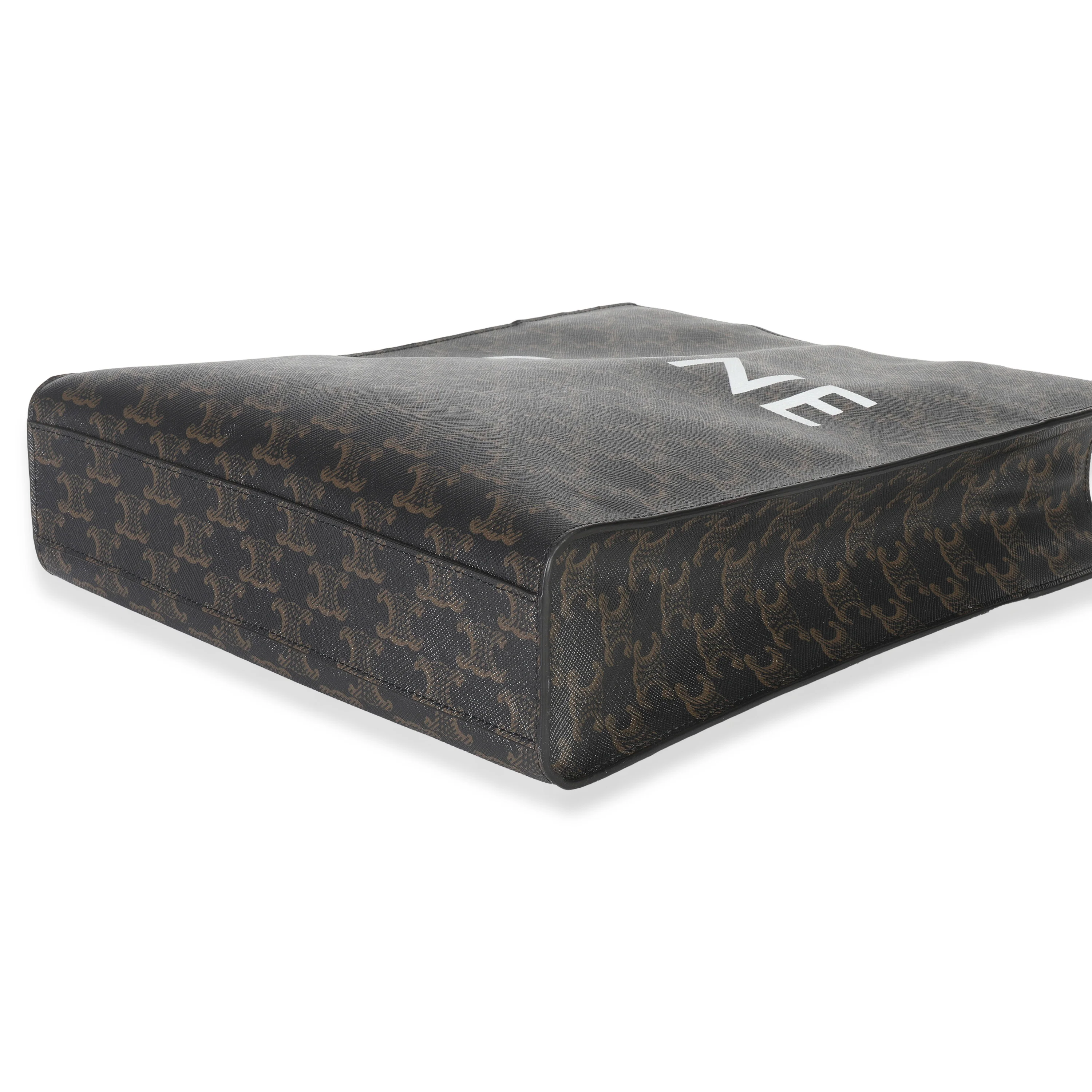 Triomphe Canvas Tan Calfskin Small Vertical Cabas - Image 7