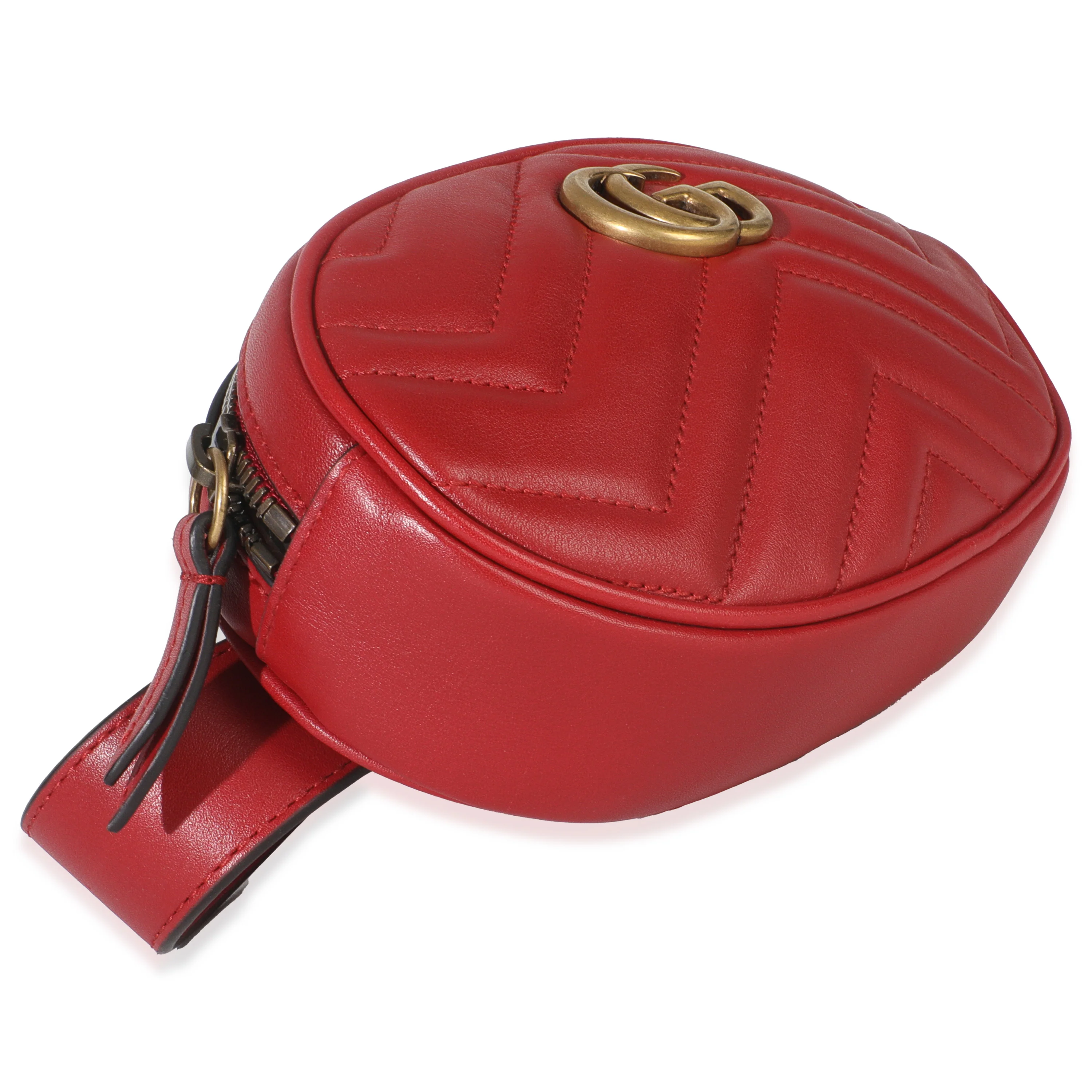 Hibiscus Red Matelasse Calfskin GG Marmont Belt Bag 85/34 - Image 6