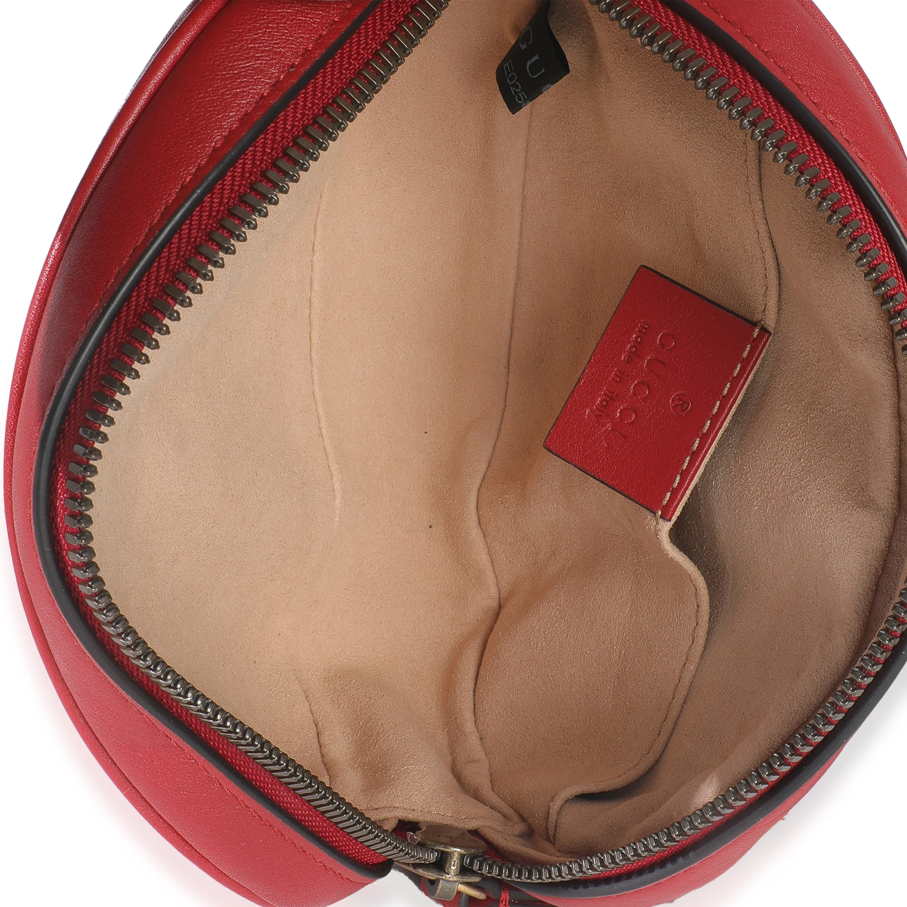 Hibiscus Red Matelasse Calfskin GG Marmont Belt Bag 85/34 - Image 8