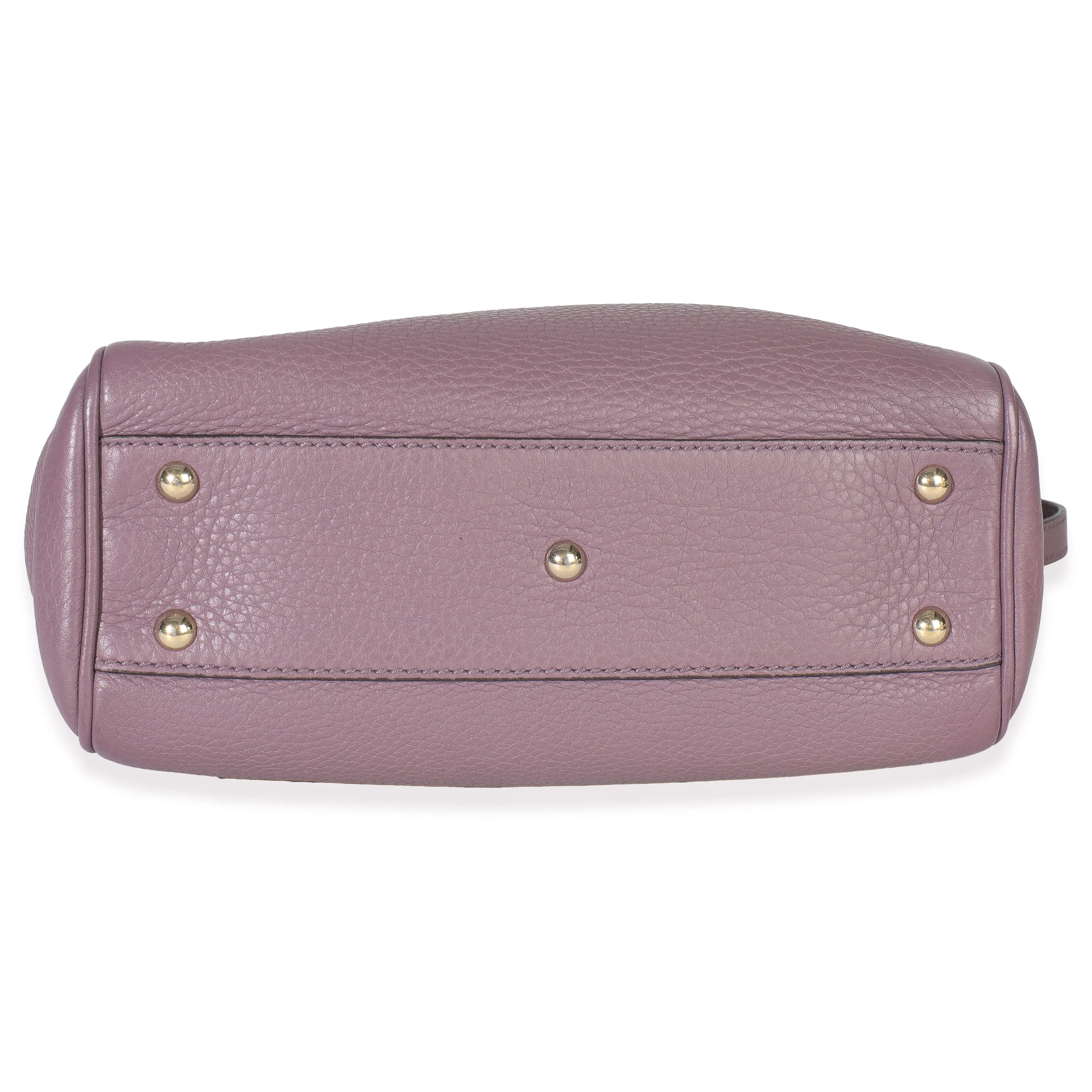 Purple Pebbled Calfskin Mini Bamboo Shopper - Image 5
