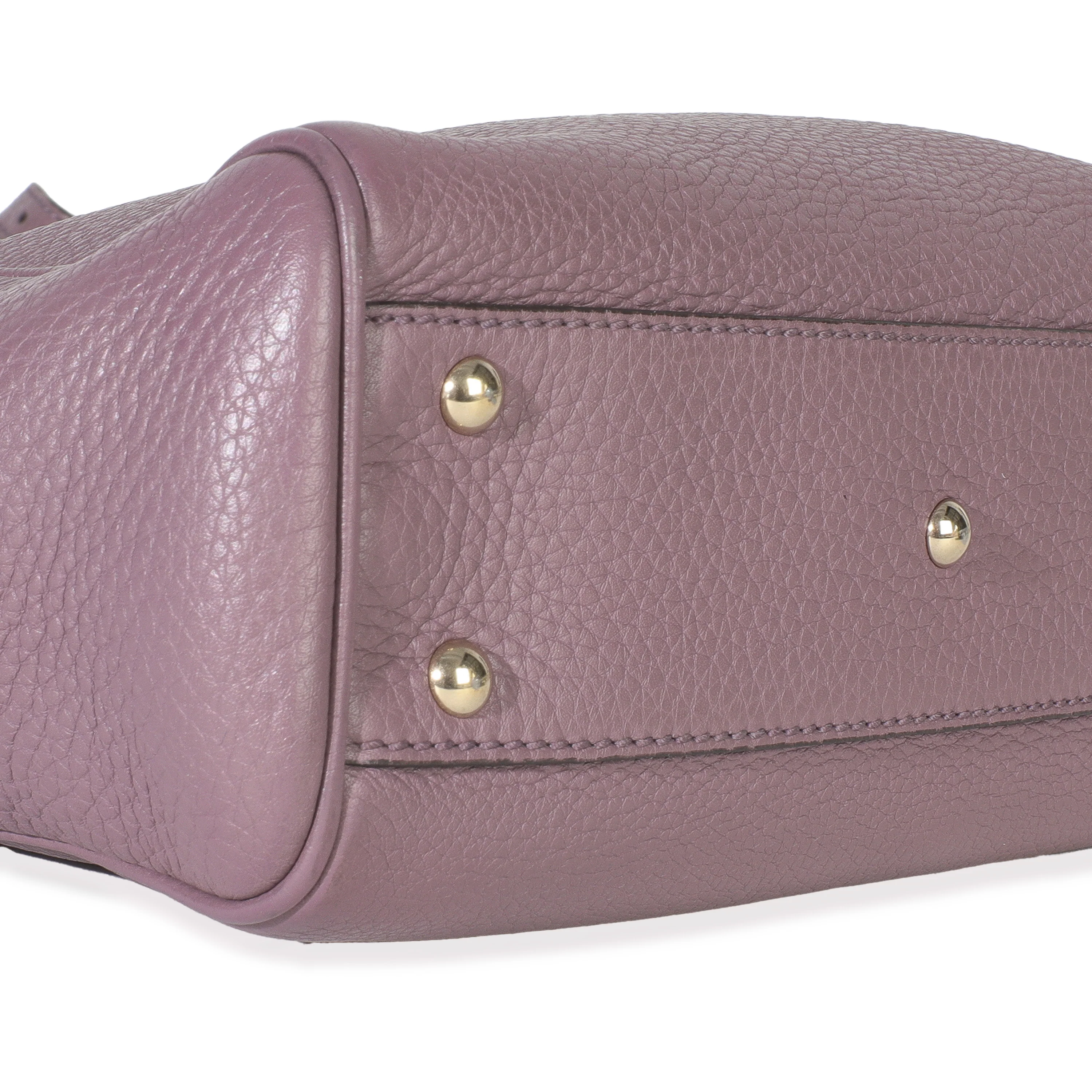 Purple Pebbled Calfskin Mini Bamboo Shopper - Image 6
