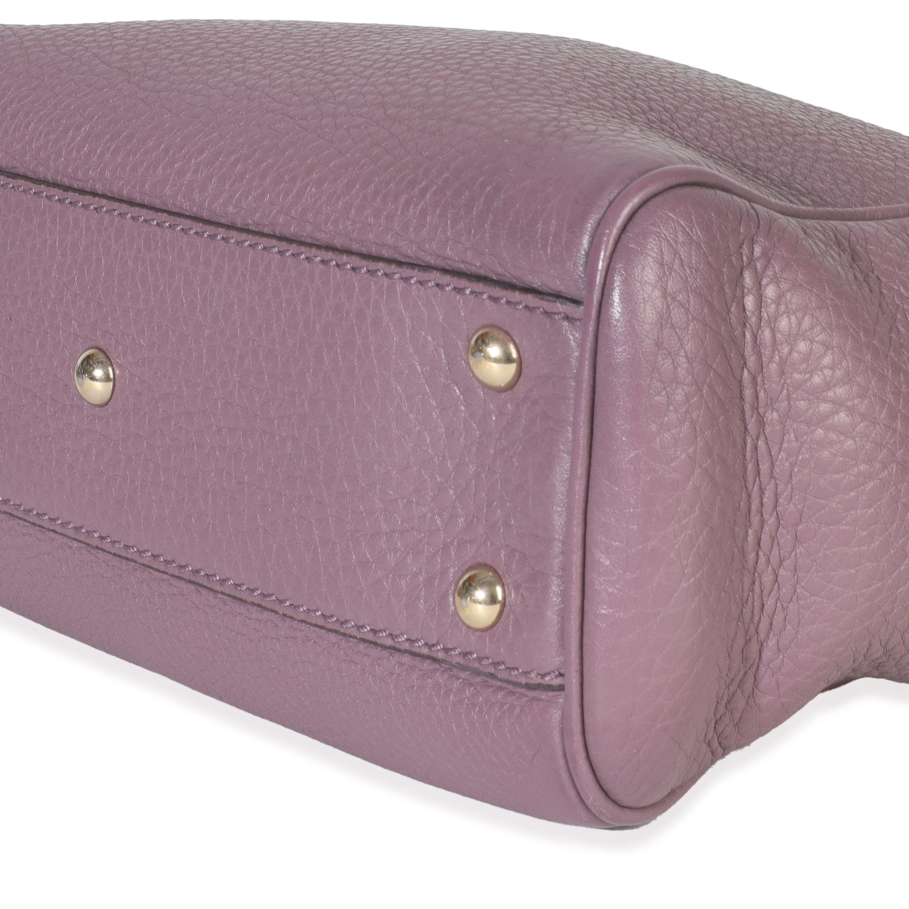 Purple Pebbled Calfskin Mini Bamboo Shopper - Image 7