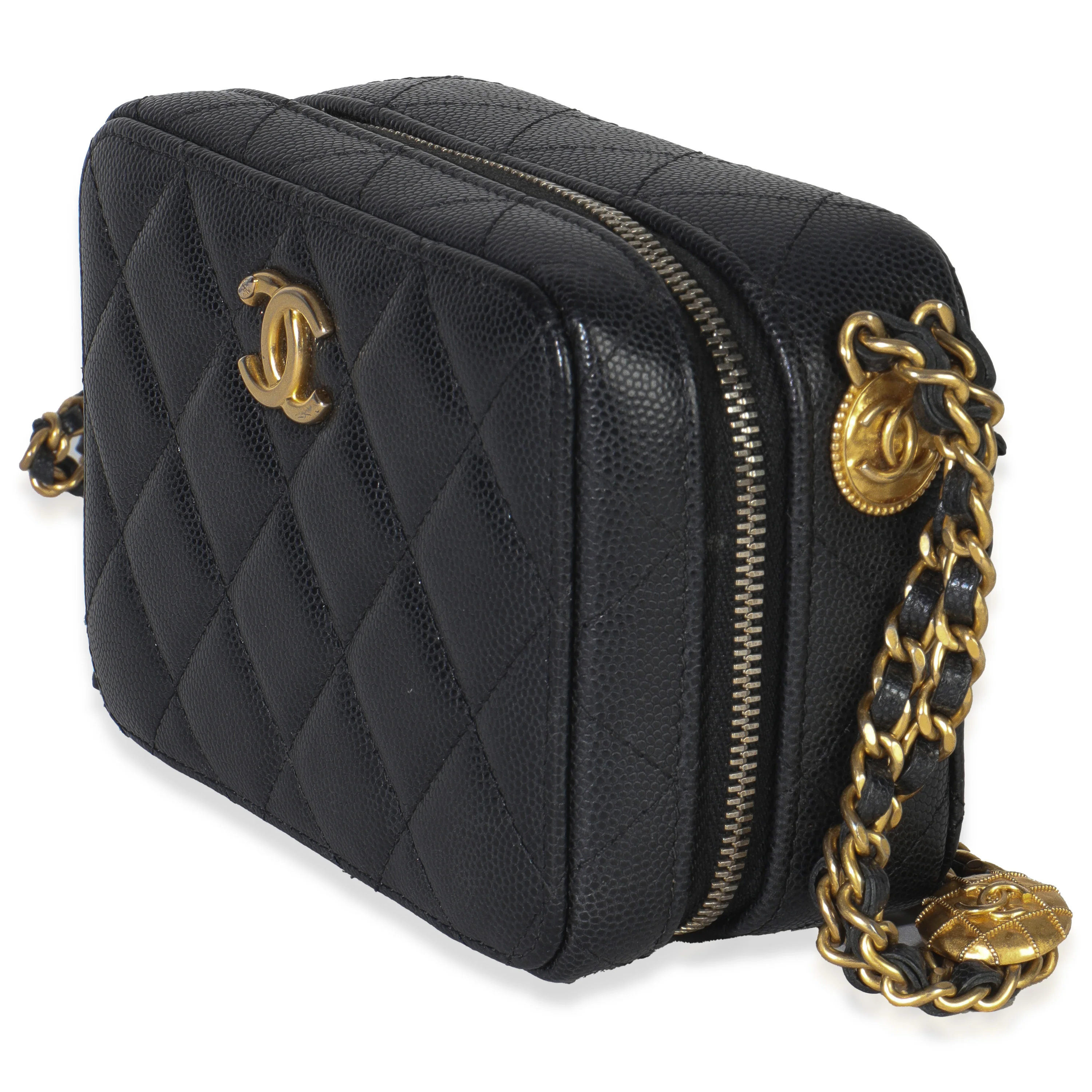 Black Quilted Twist Your Buttons Clutch With Chain - Image 2