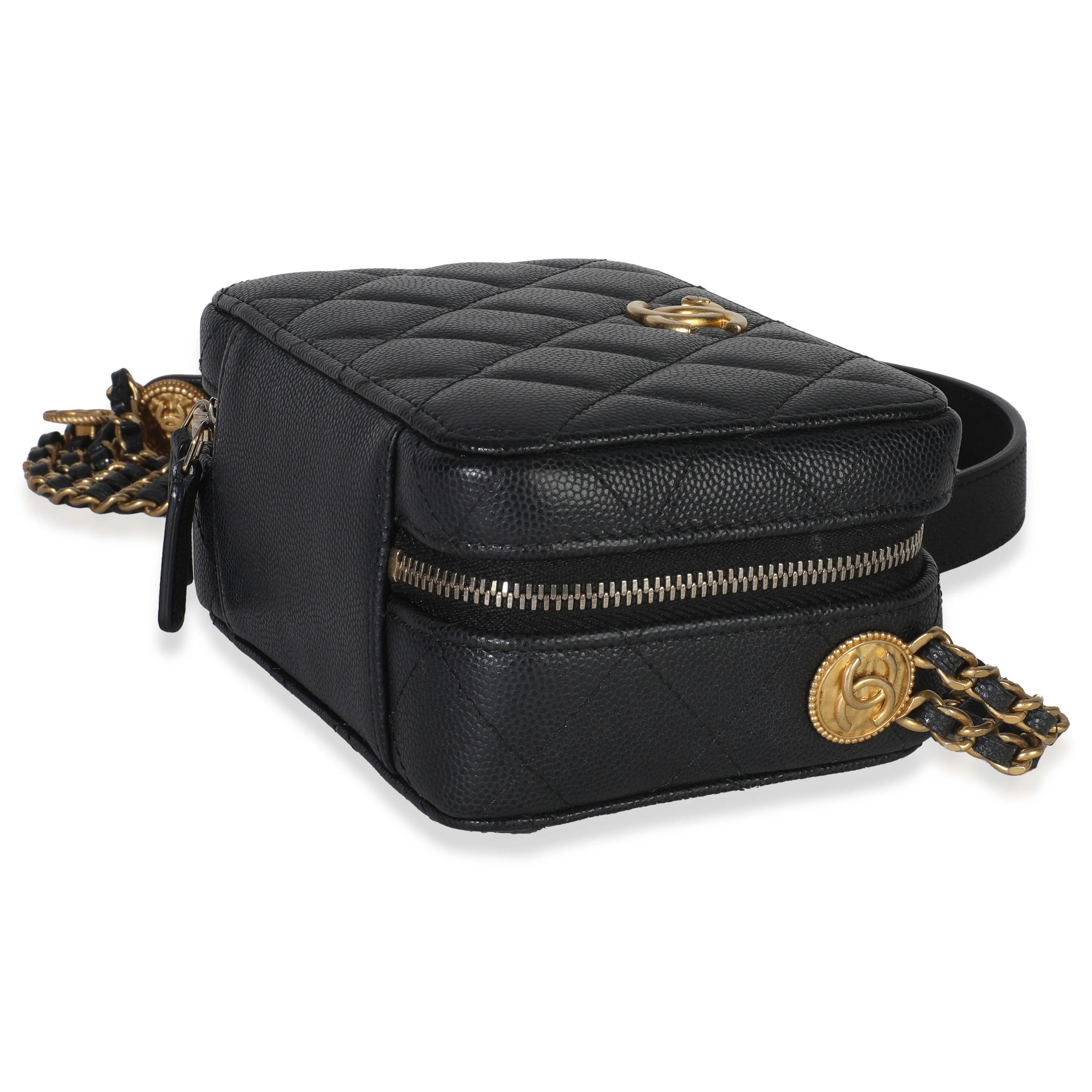 Black Quilted Twist Your Buttons Clutch With Chain - Image 7