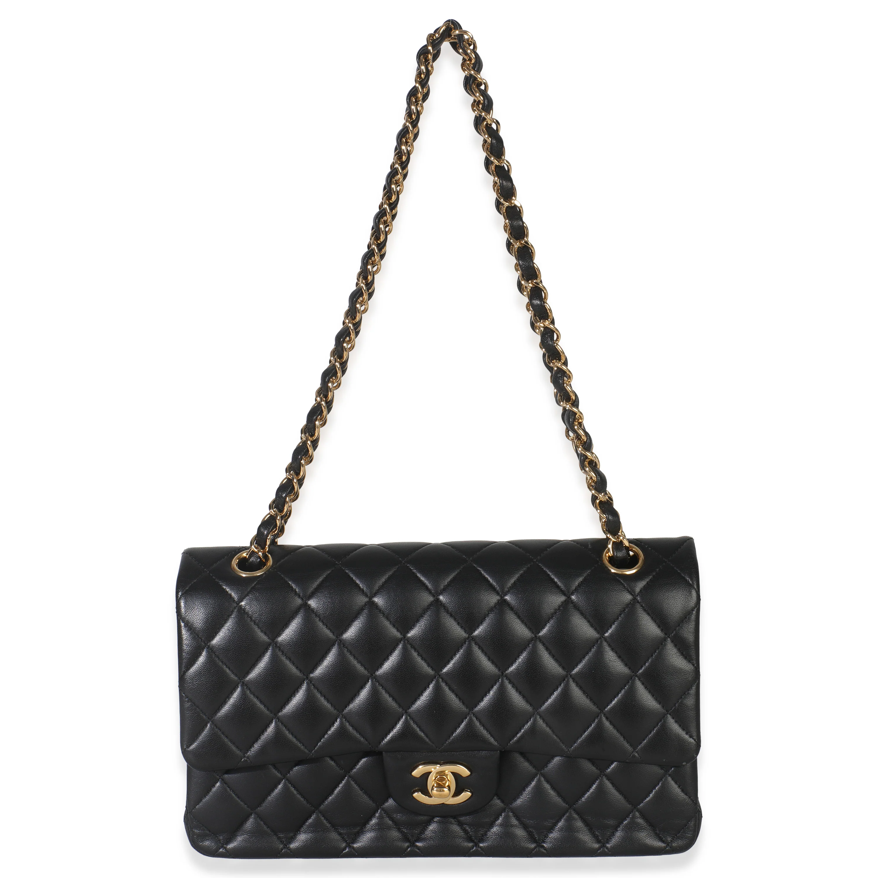Black Quilted Lambskin Medium Classic Double Flap Handbag - Image 7