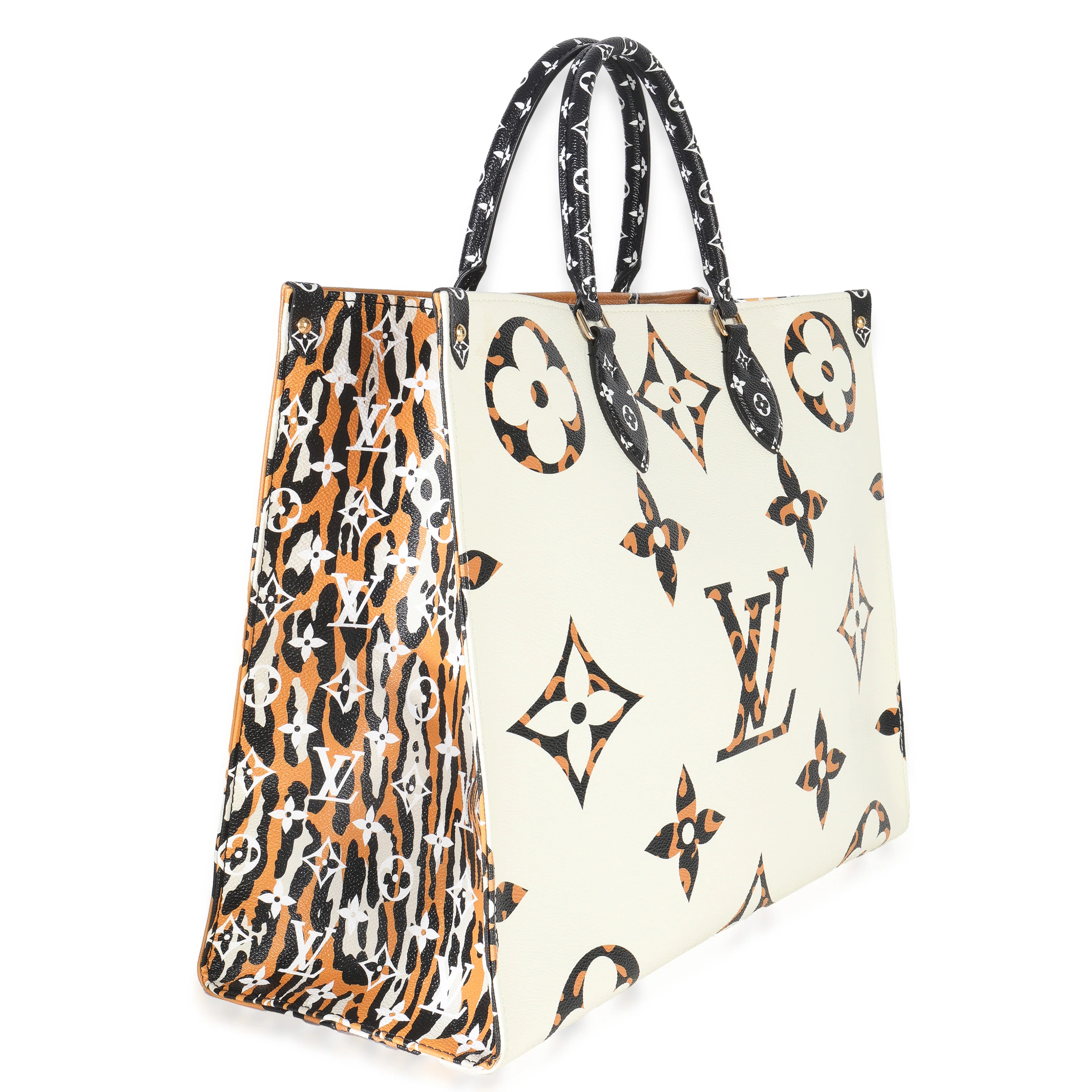 White Giant Monogram Jungle Canvas Onthego GM - Image 3