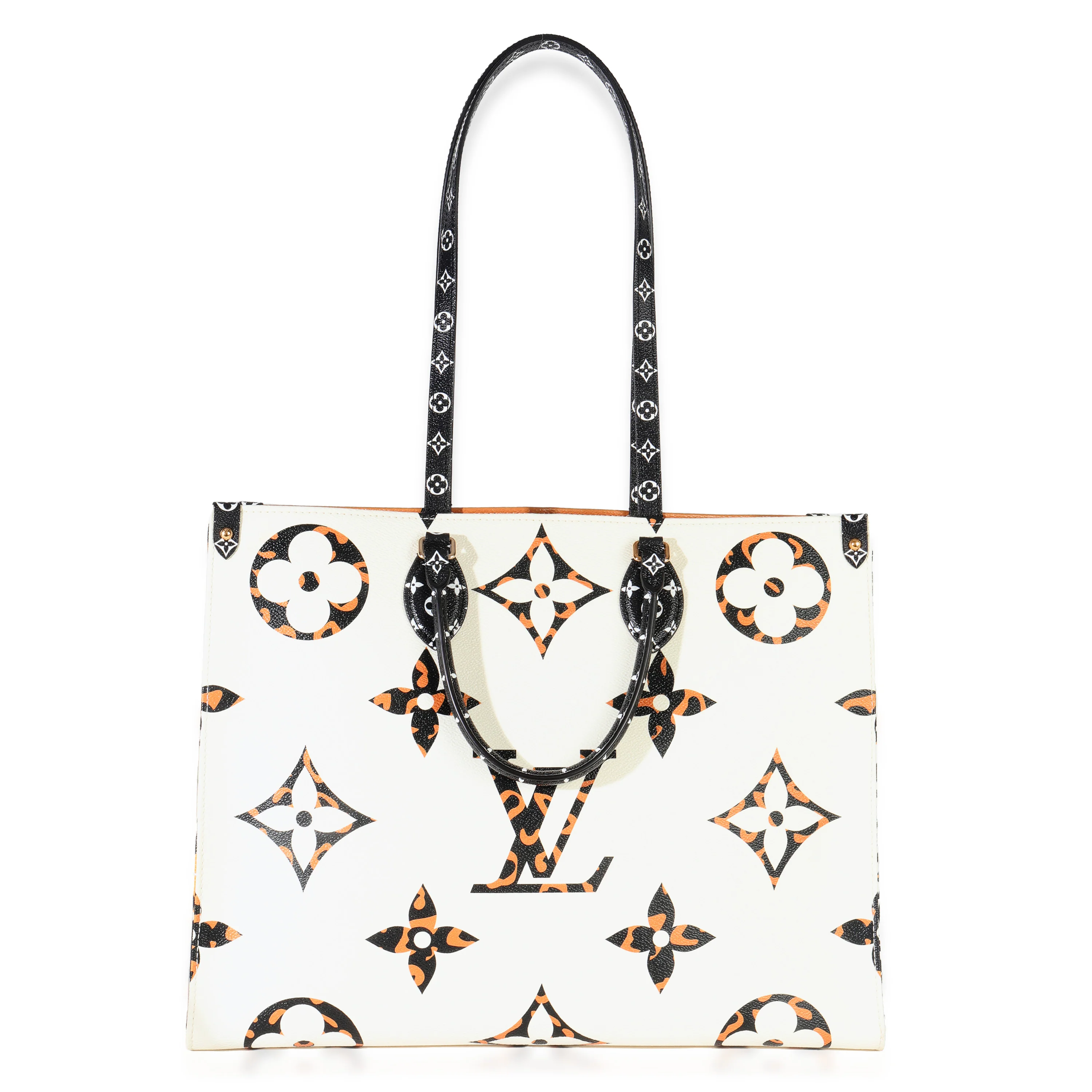 White Giant Monogram Jungle Canvas Onthego GM - Image 8