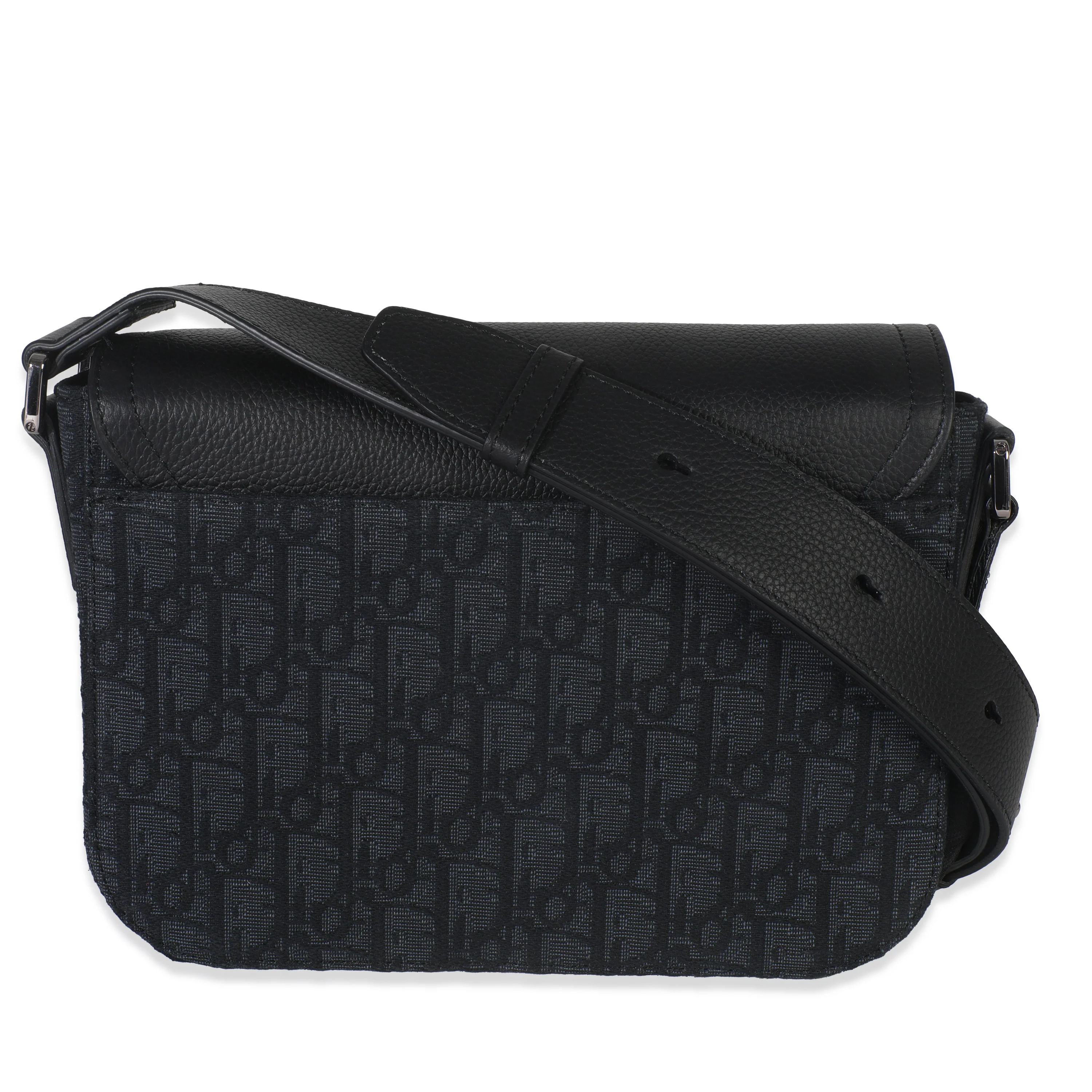 Black Oblique Canvas Small Saddle Messenger Bag - Image 4