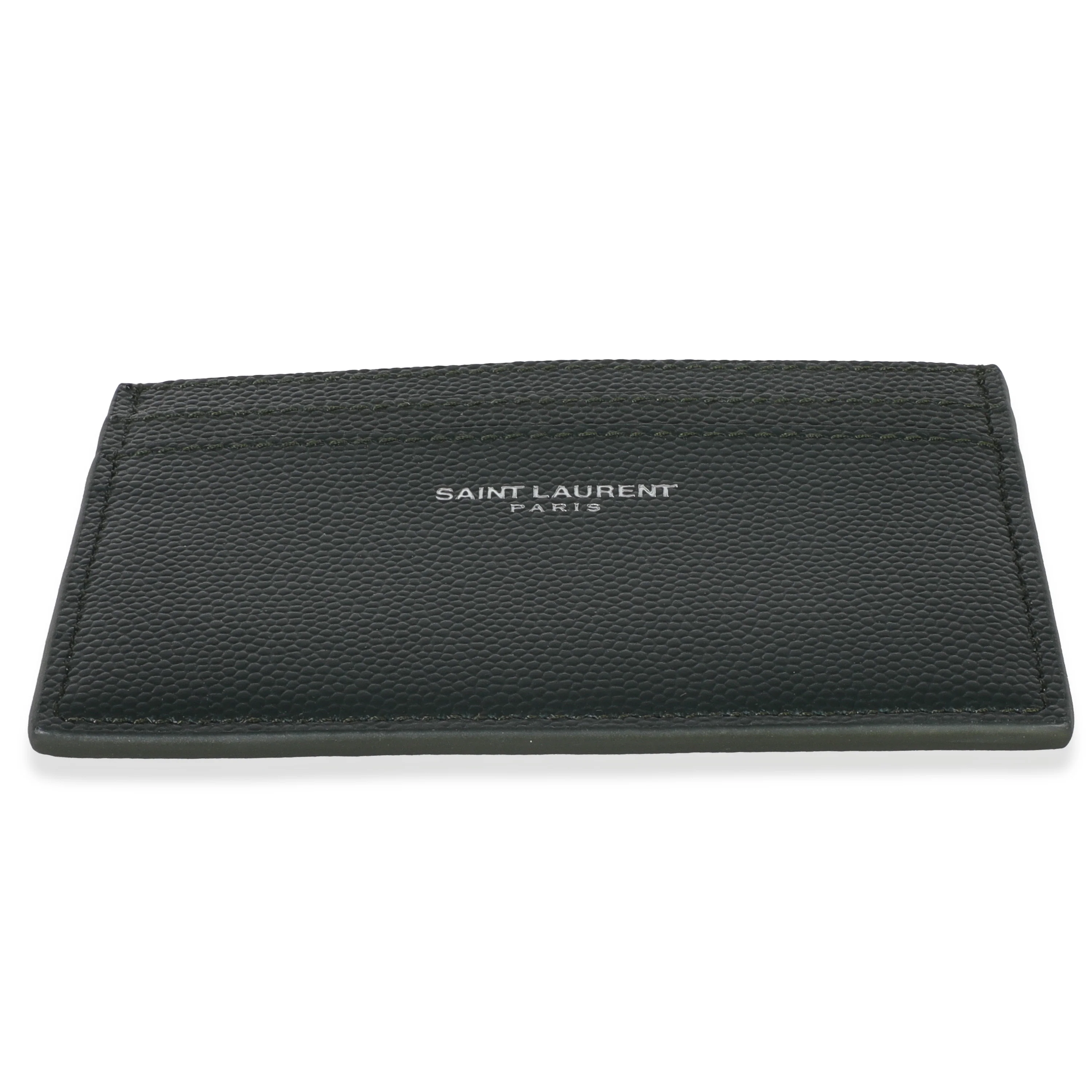 Dark Khaki Grain De Poudre Credit Card Case - Image 3