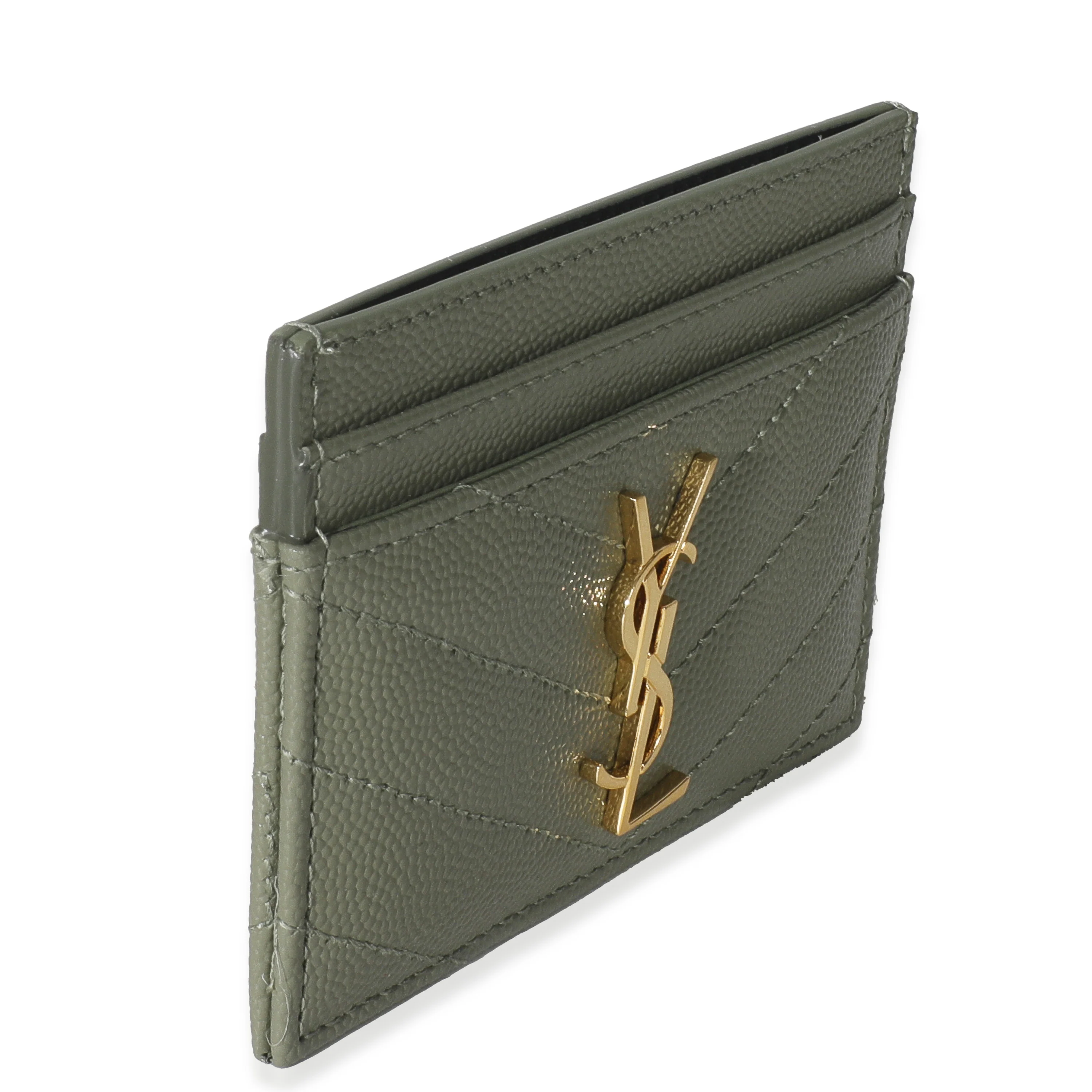 Light Green Grain De Poudre Matelasse Cassandre Card Case - Image 3