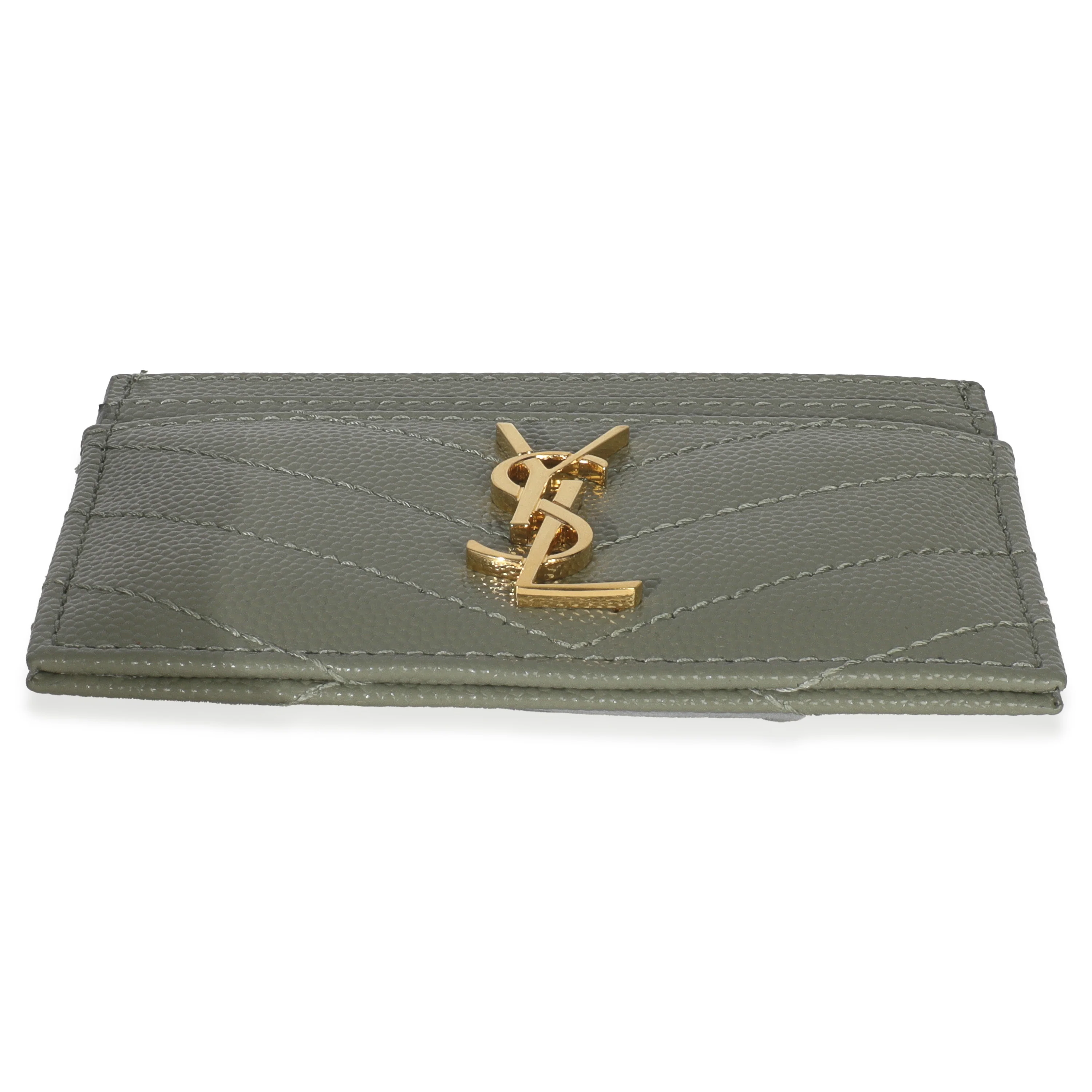 Light Green Grain De Poudre Matelasse Cassandre Card Case - Image 5