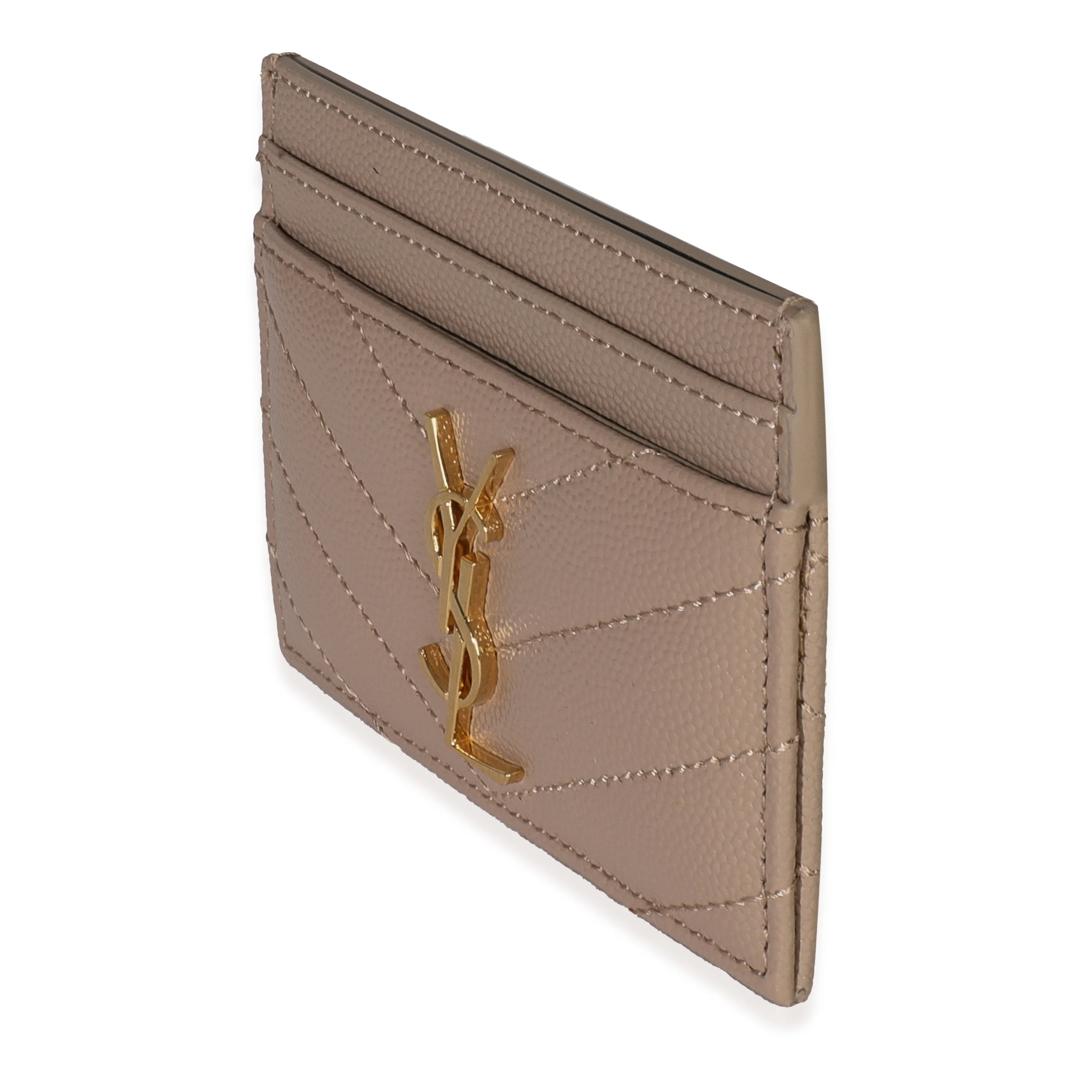 Dark Taupe Grain De Poudre Matelasse Cassandre Card Case - Image 2