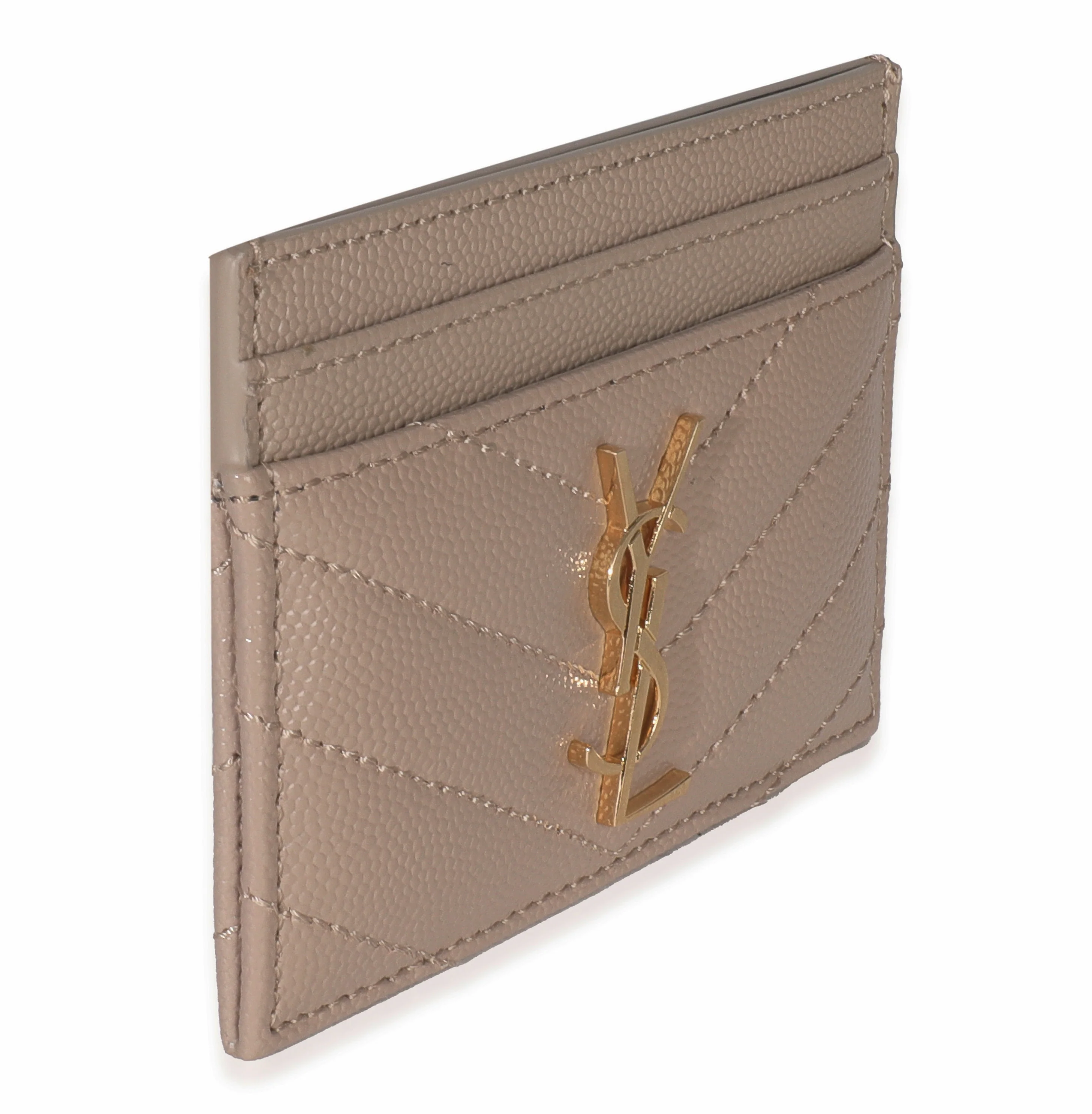 Dark Taupe Grain De Poudre Matelasse Cassandre Card Case - Image 3