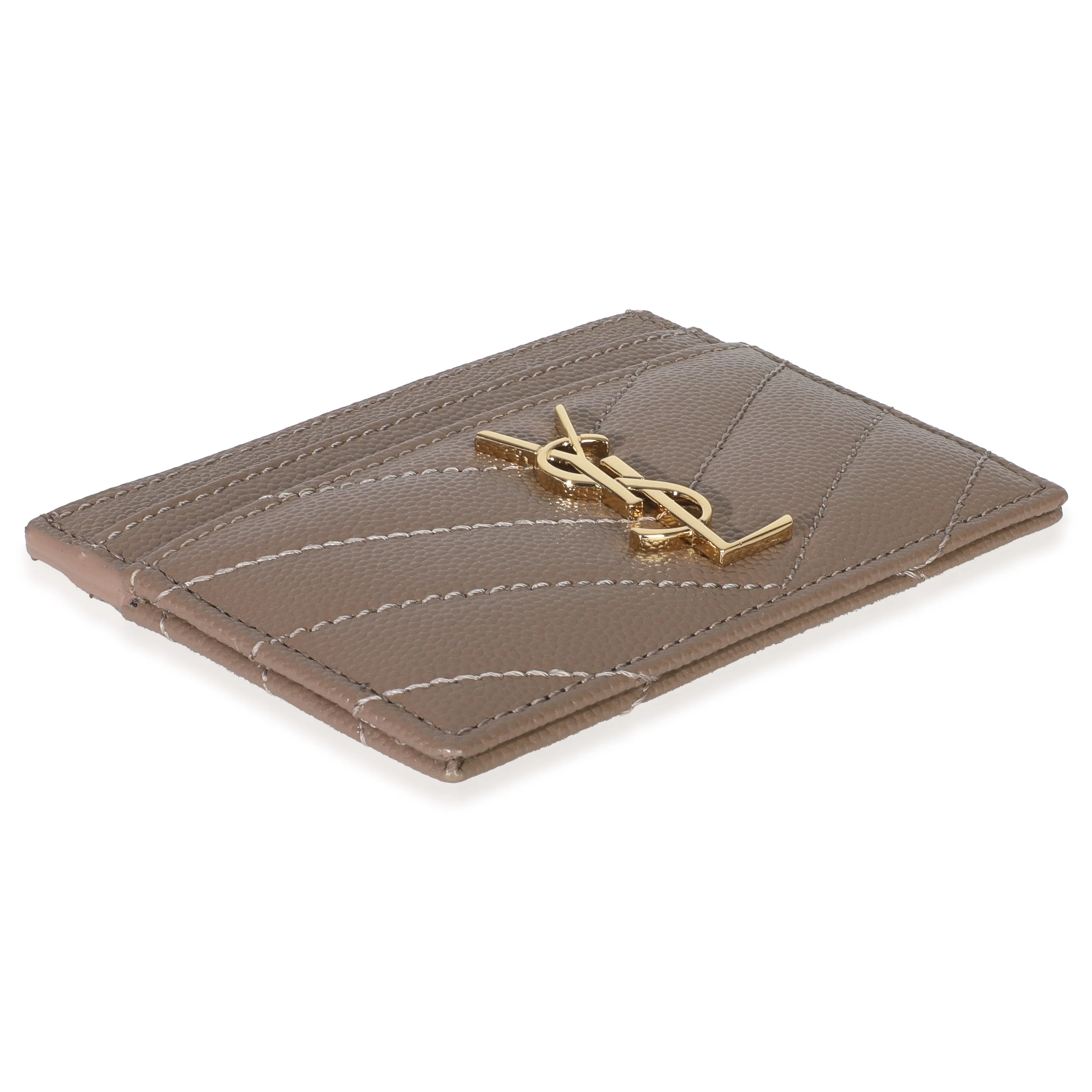 Dark Taupe Grain De Poudre Matelasse Cassandre Card Case - Image 6