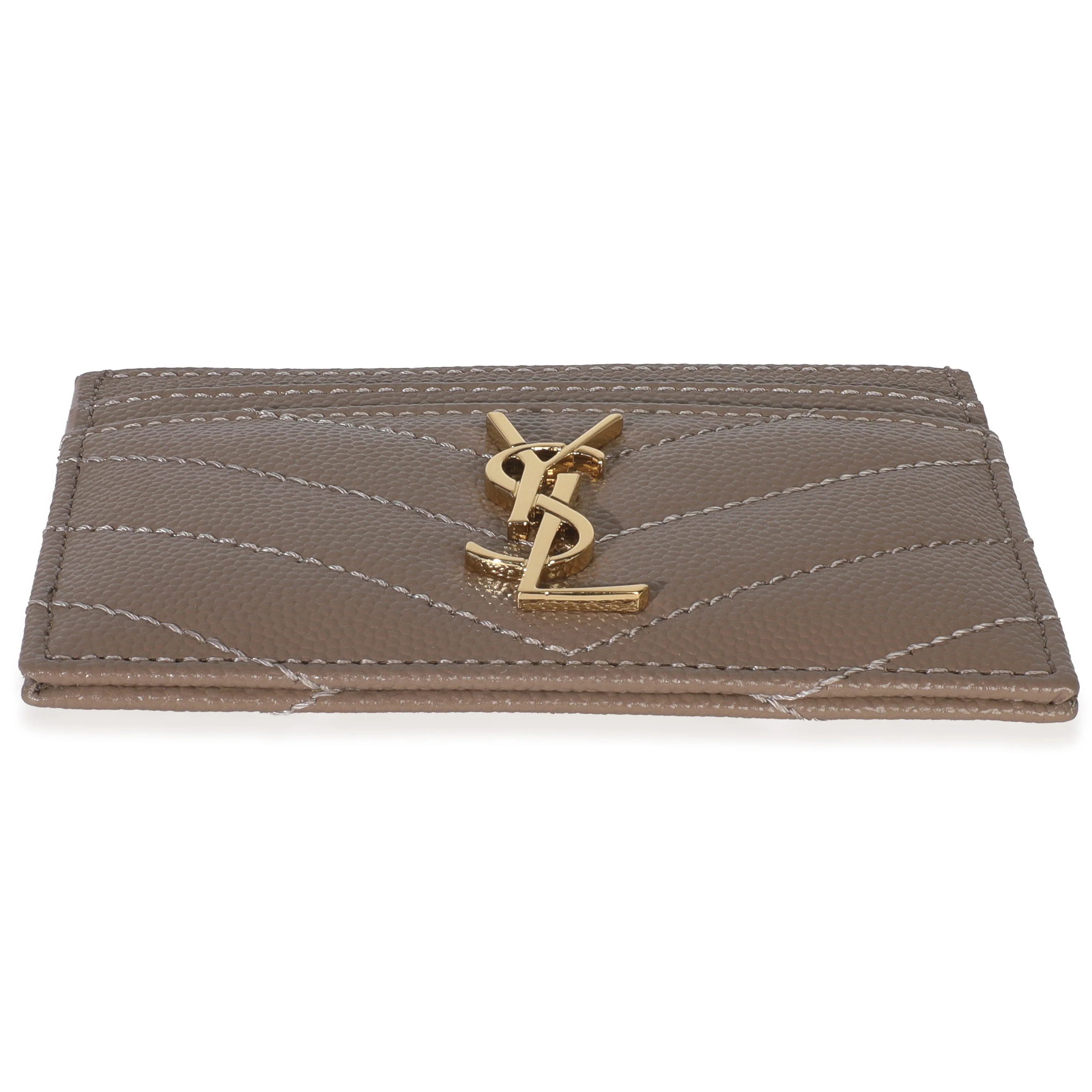 Dark Taupe Grain De Poudre Matelasse Cassandre Card Case - Image 5