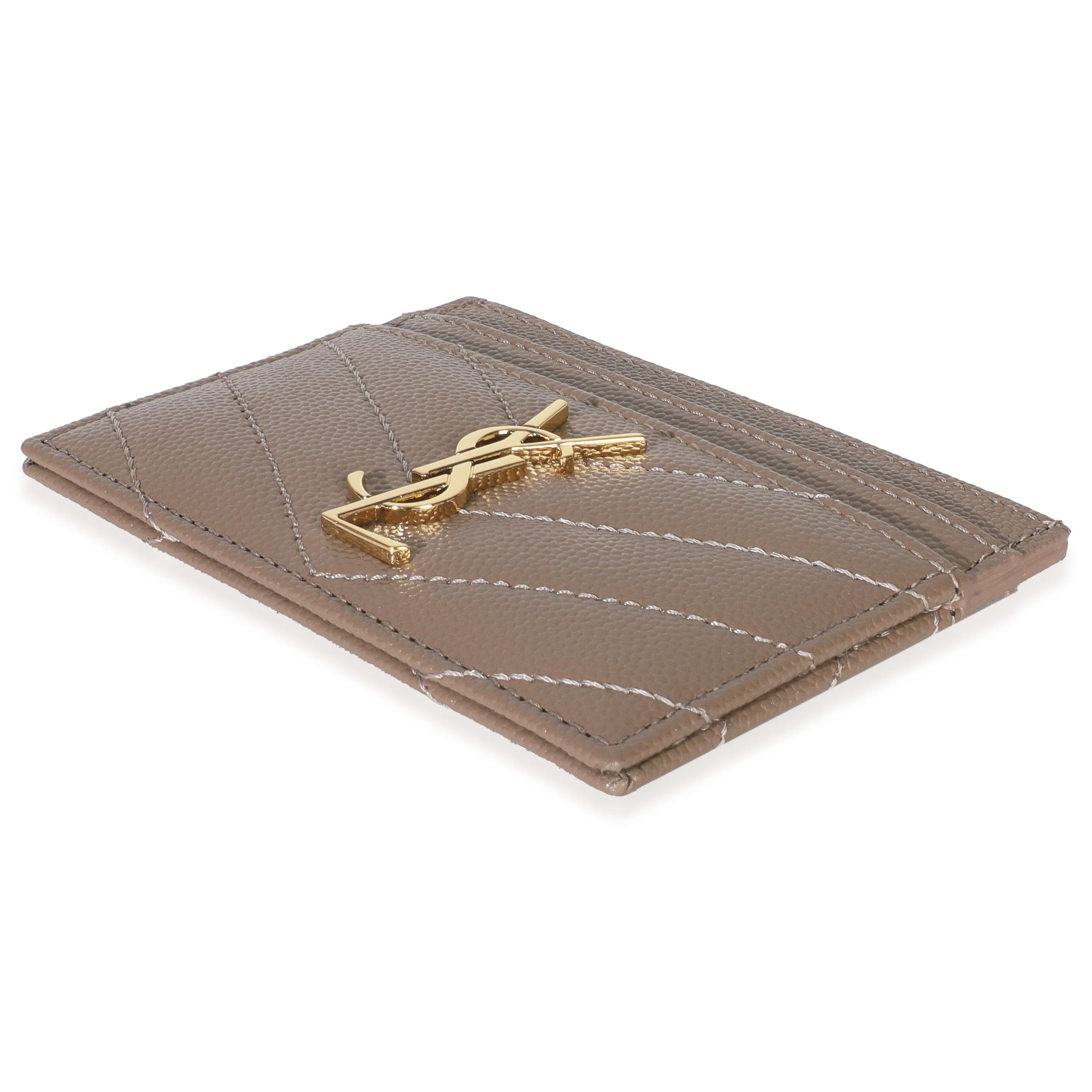 Dark Taupe Grain De Poudre Matelasse Cassandre Card Case - Image 7