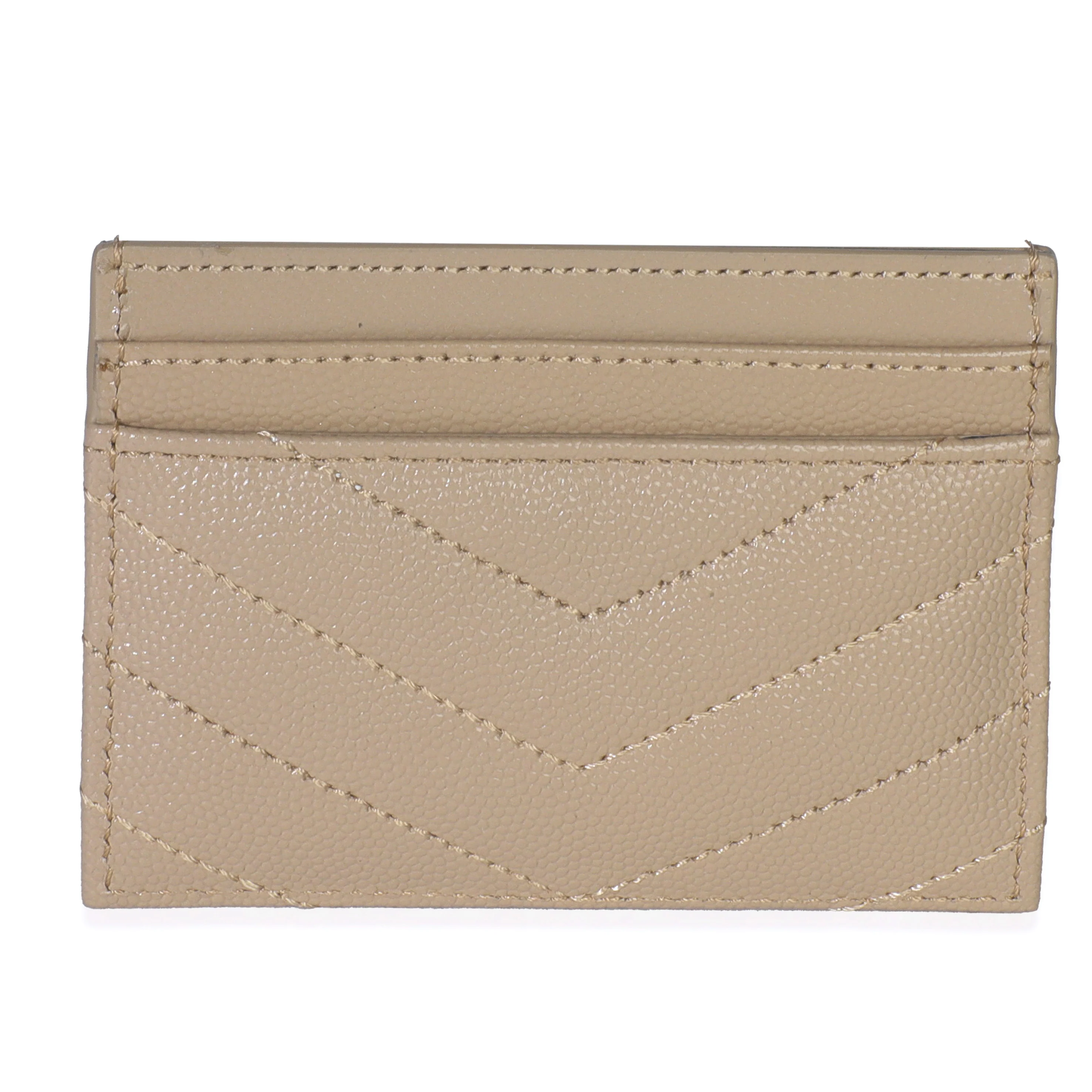 Dark Beige Grain De Poudre Matelasse Cassandre Card Case - Image 4