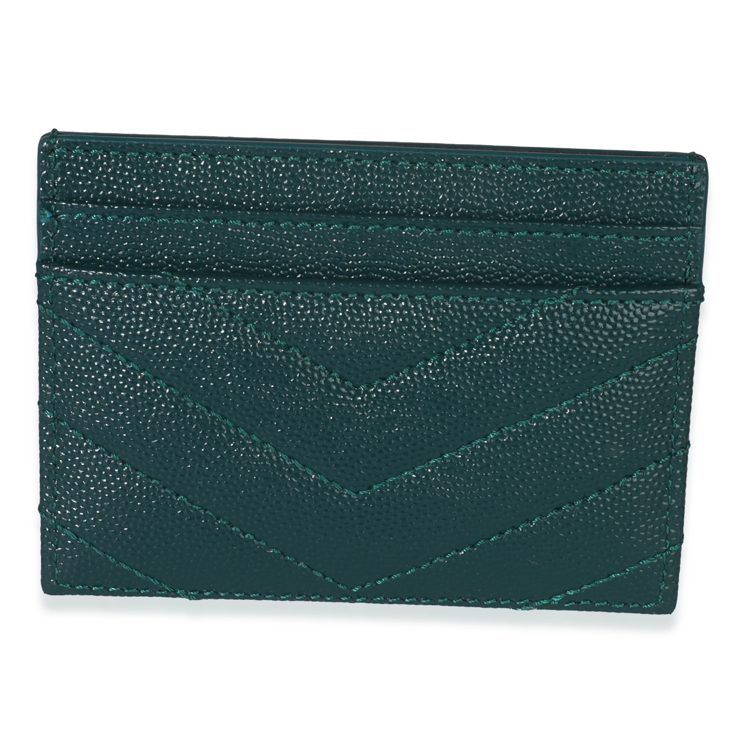 Petrol Green Grain De Poudre Matelasse Cassandre Card Case - Image 2