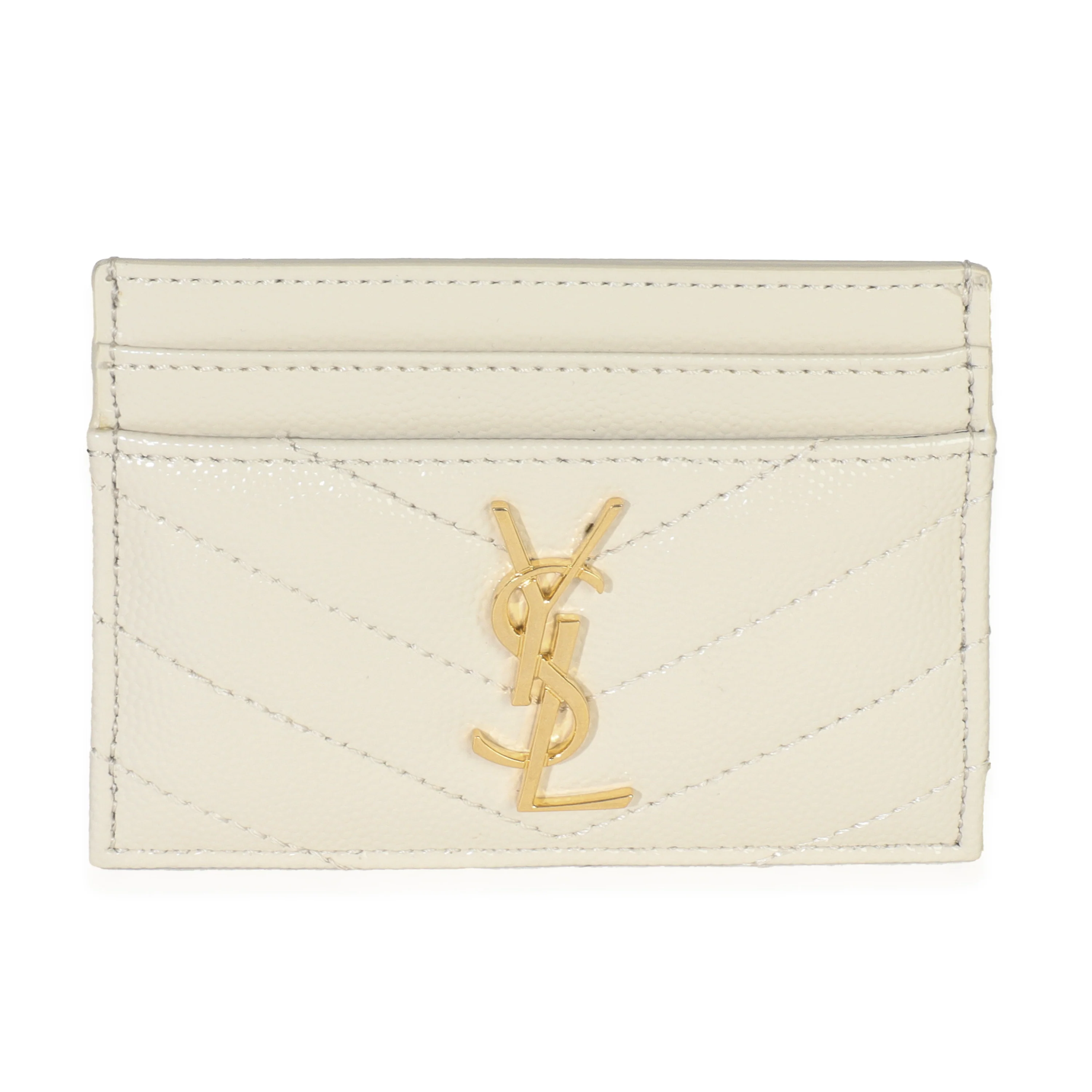 Blanc Vintage Grain De Poudre Matelasse Cassandre Card Case