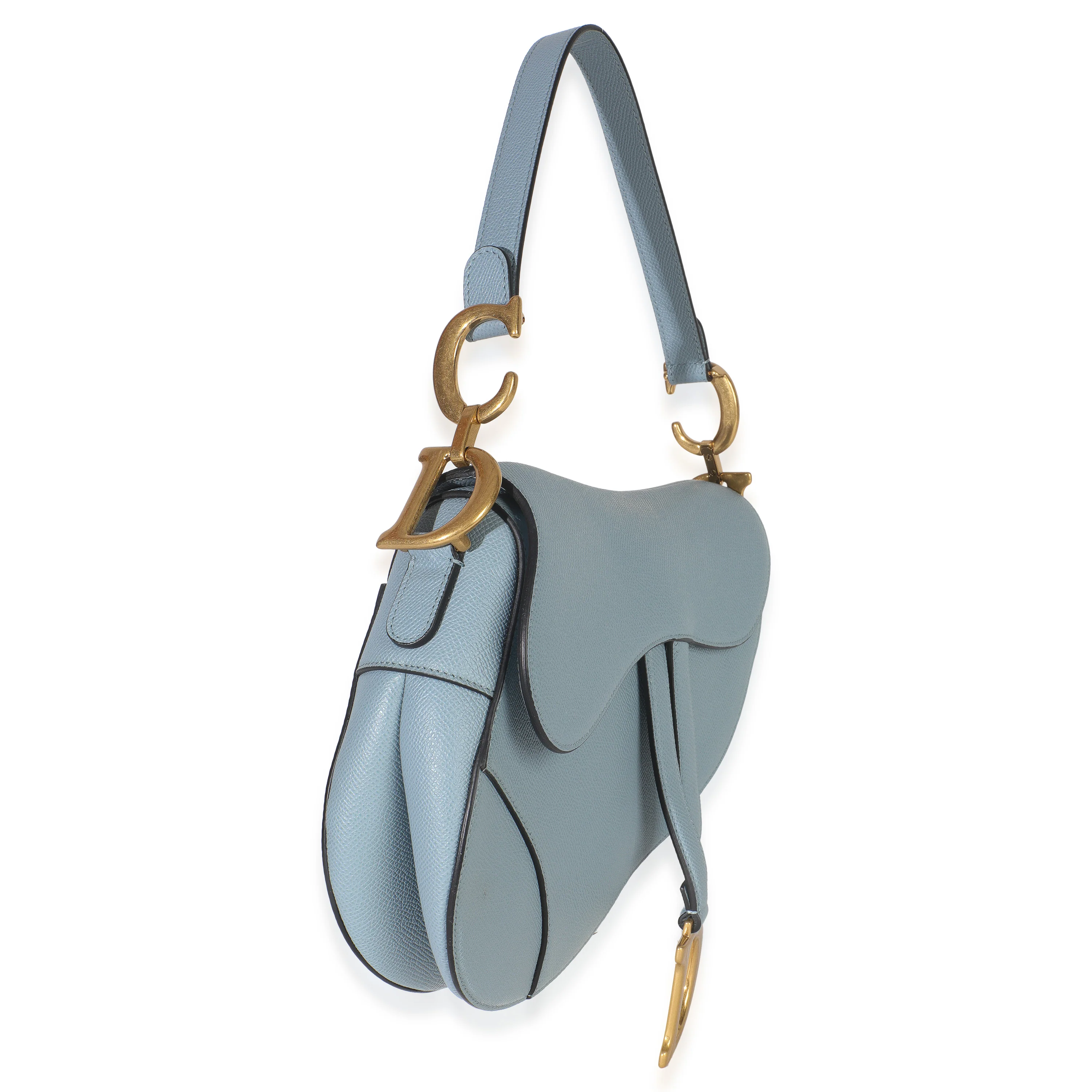 Blue Grained Calfskin Medium Saddle - Image 3