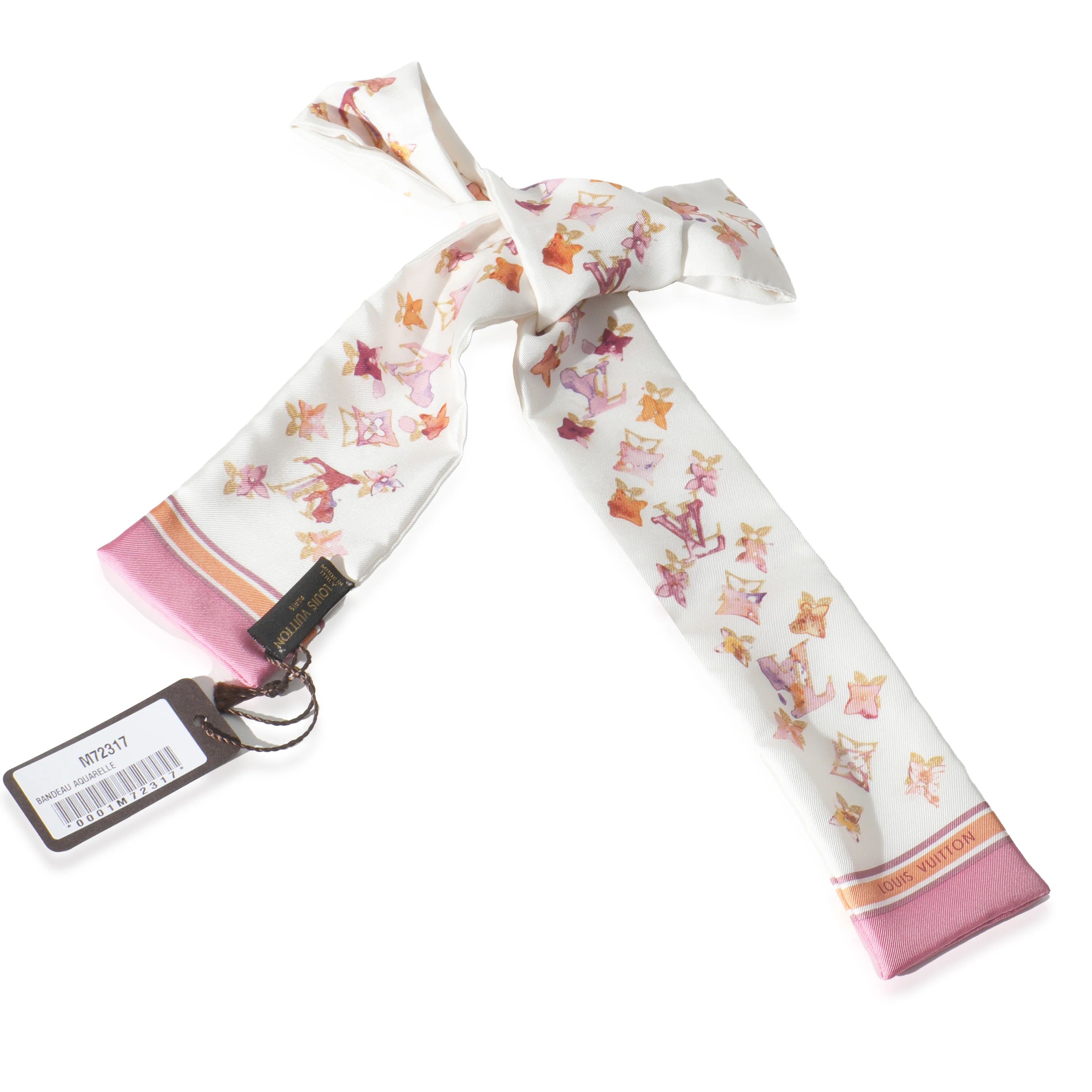 Pink Silk Aquarelle Bandeau Scarf