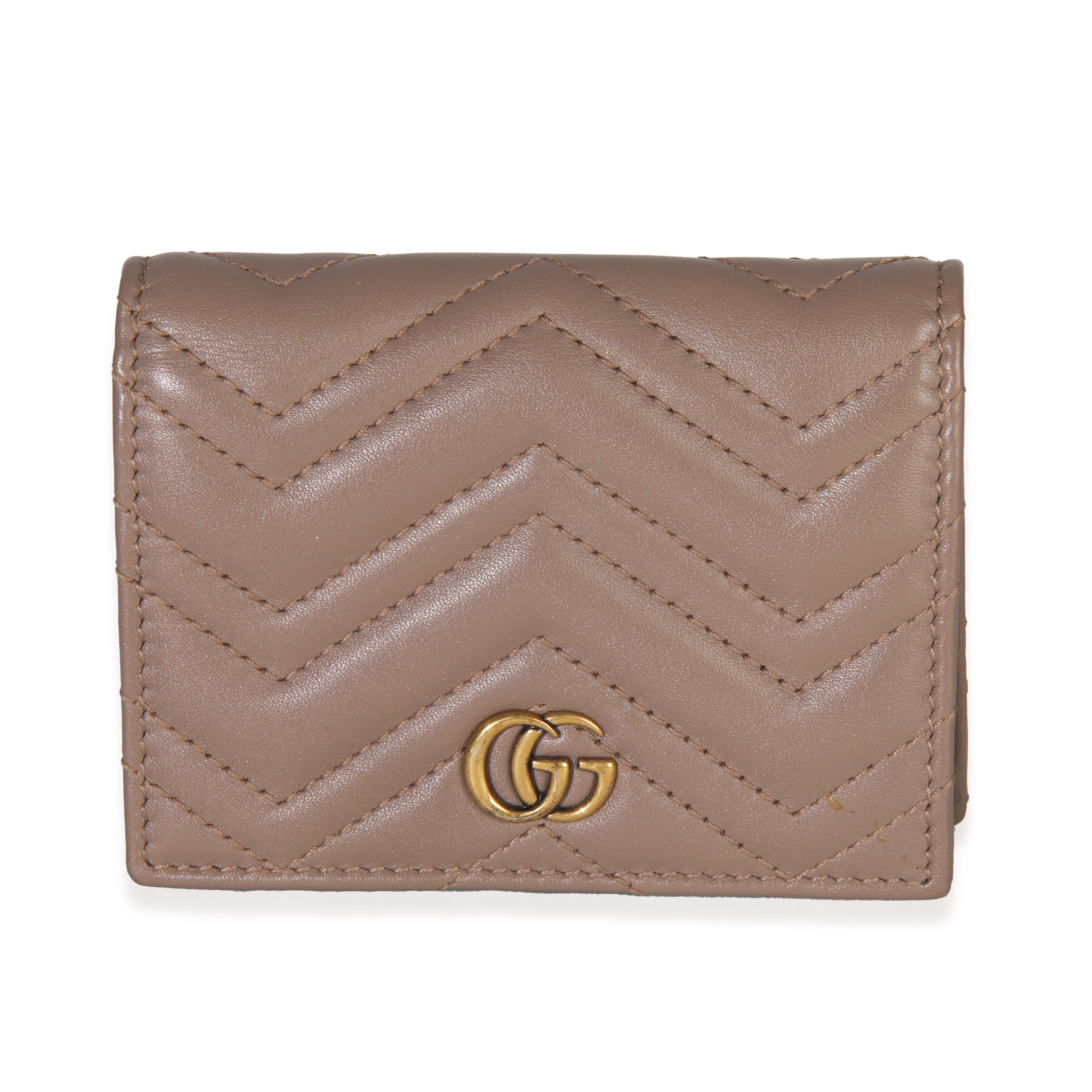 Porcelain Rose Matelasse Calfskin GG Card Case Wallet