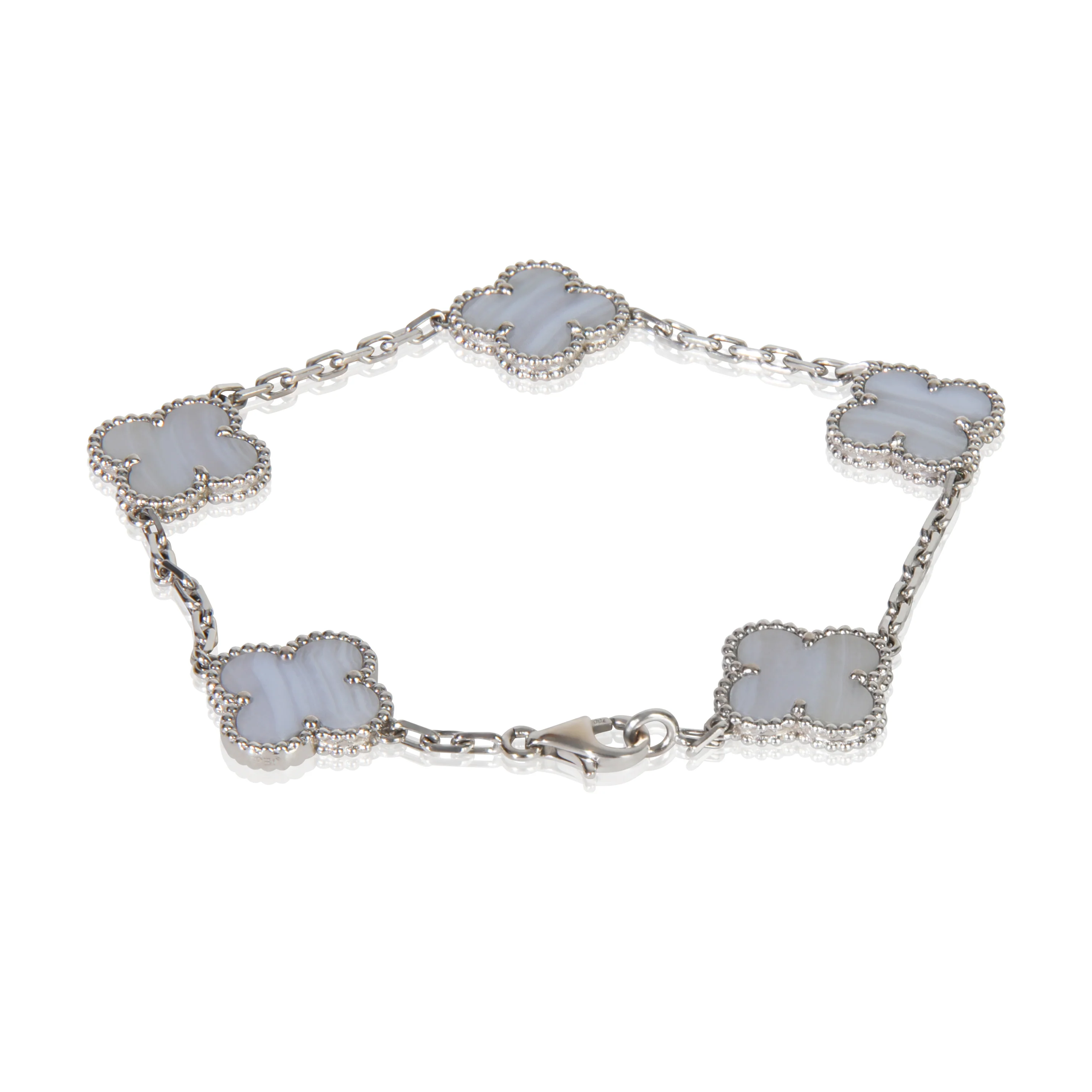 White Gold Chalcedony Vintage Alhambra Bracelet - Image 2