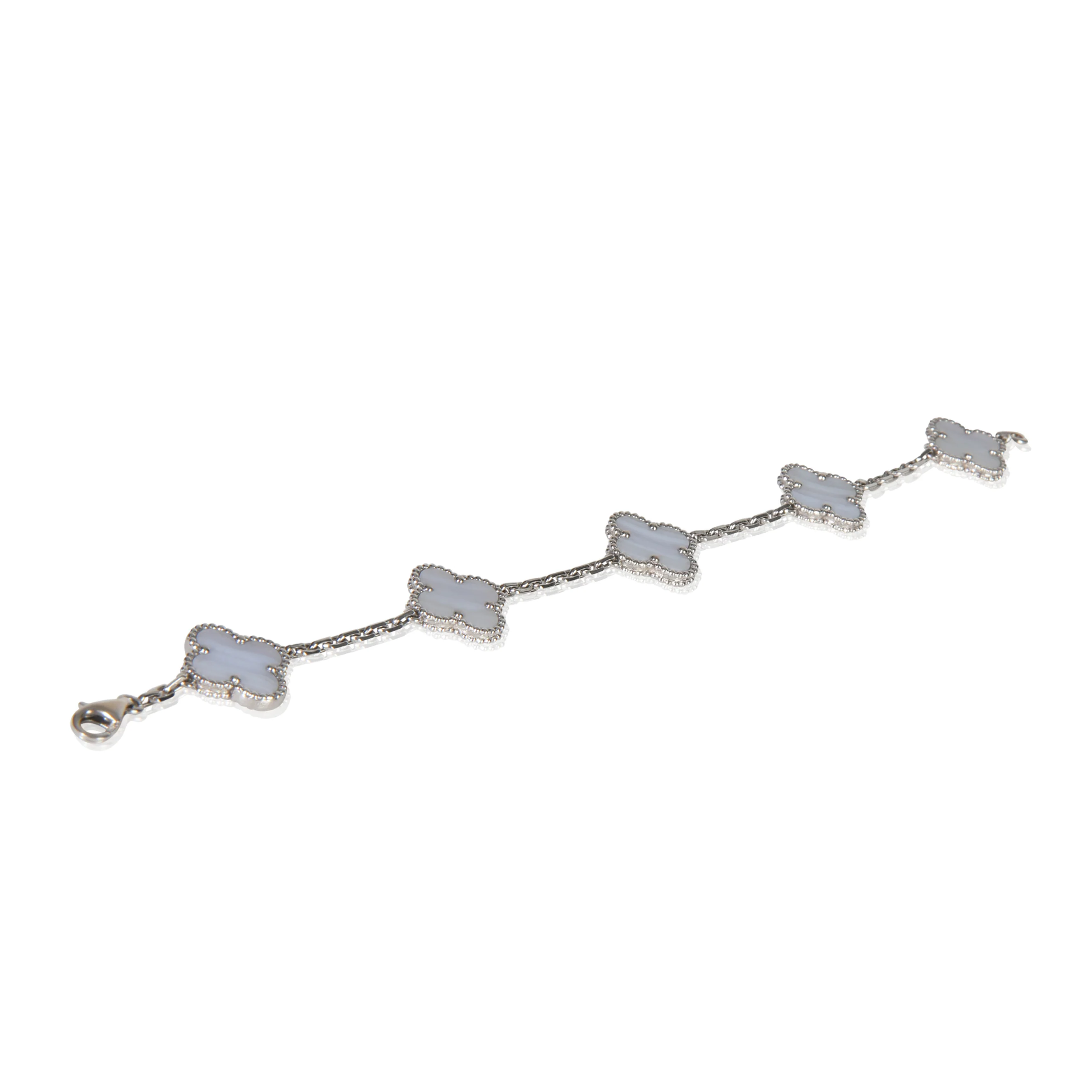White Gold Chalcedony Vintage Alhambra Bracelet - Image 3