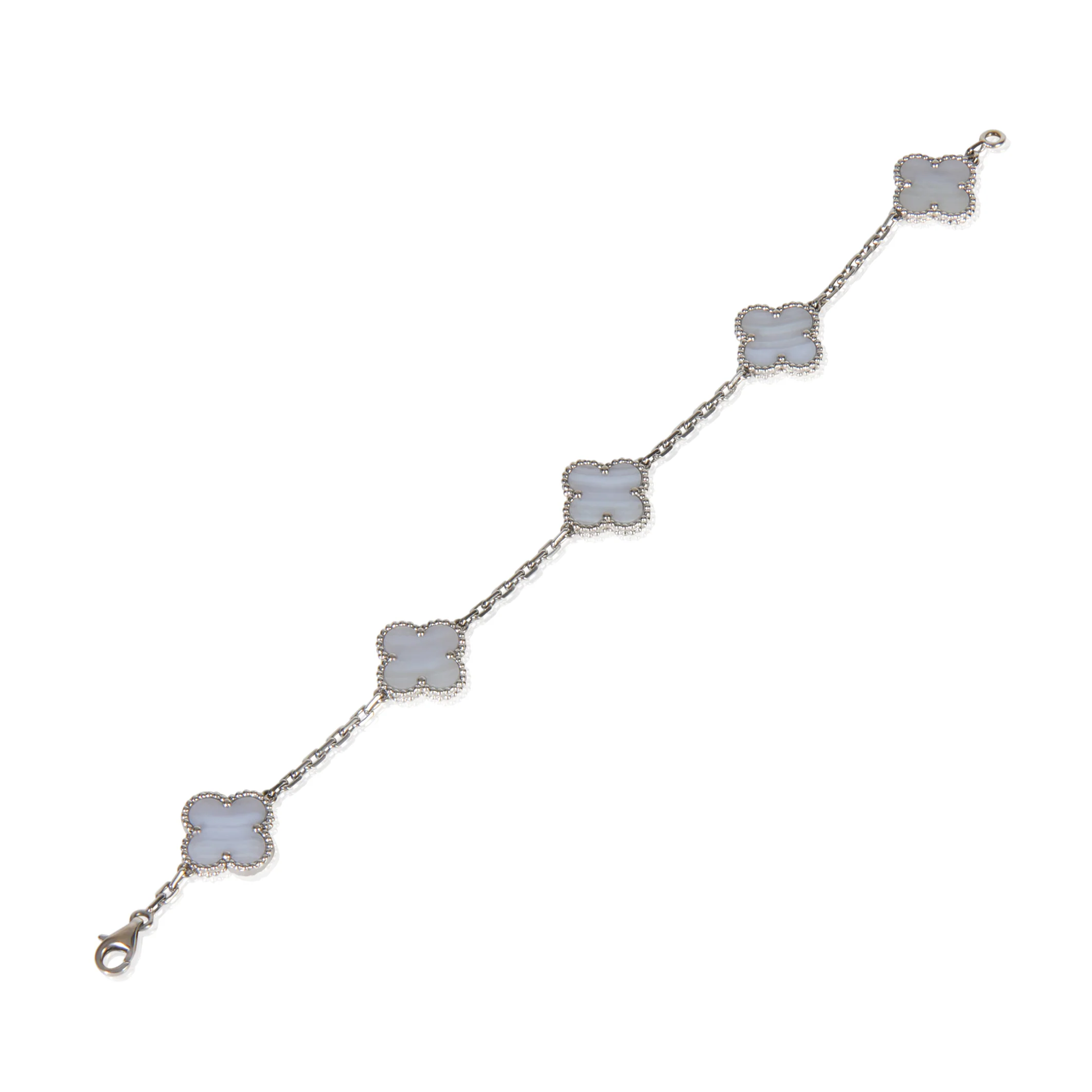 White Gold Chalcedony Vintage Alhambra Bracelet - Image 4