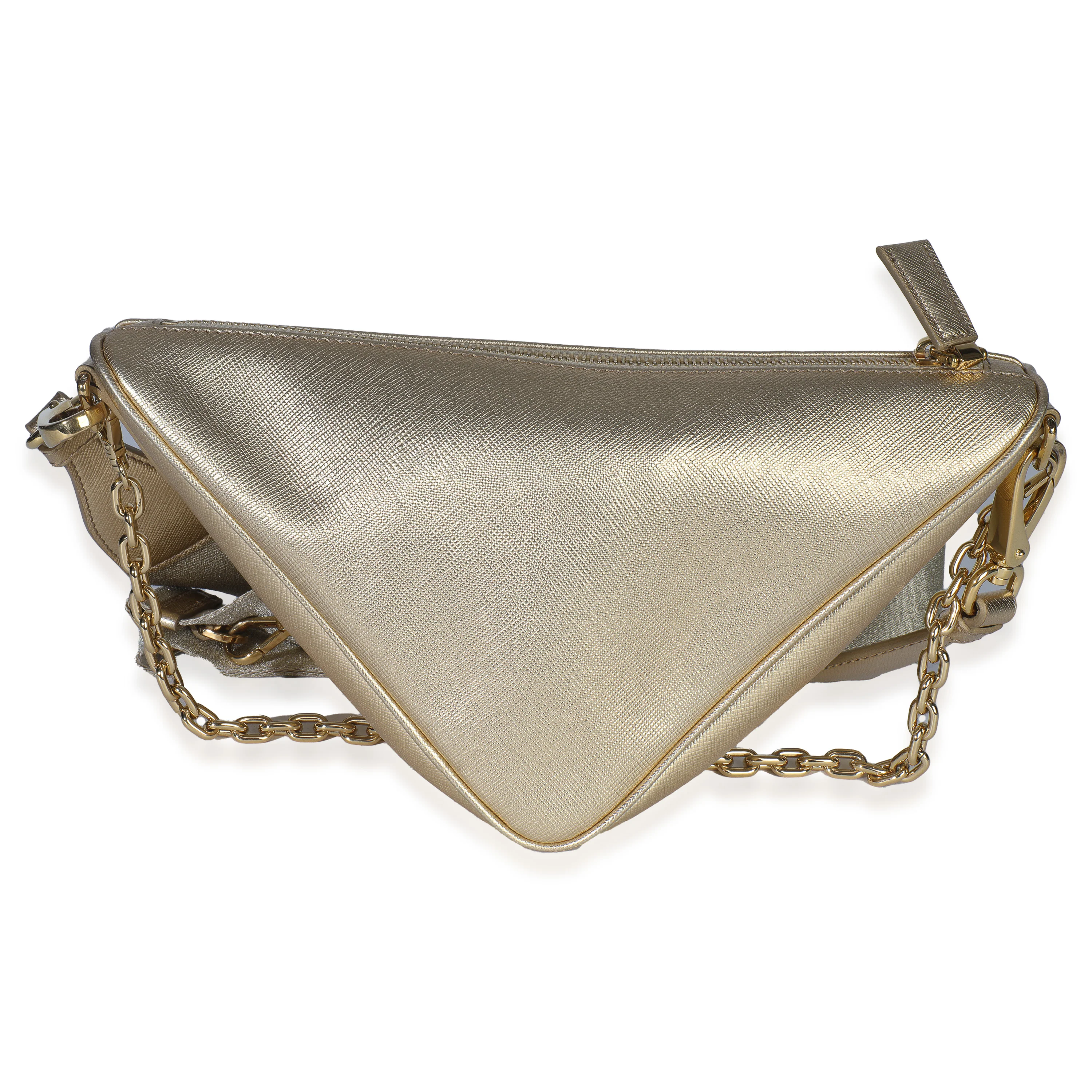 Platino Gold Saffiano Lux Triangle Shoulder Bag - Image 3