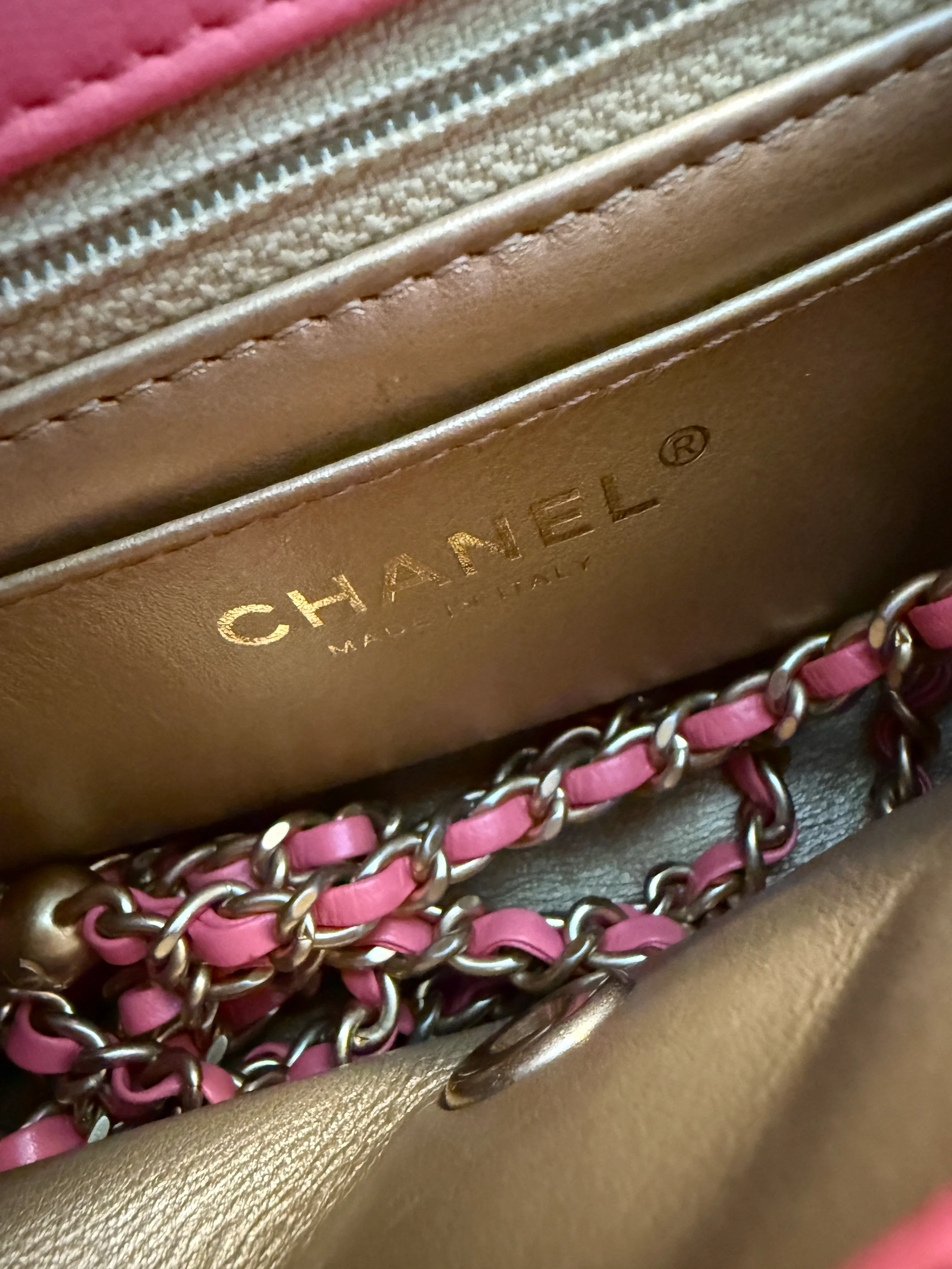 Pink Quilted Lambskin Pearl Crush Mini Rectangular Flap Bag - Image 10