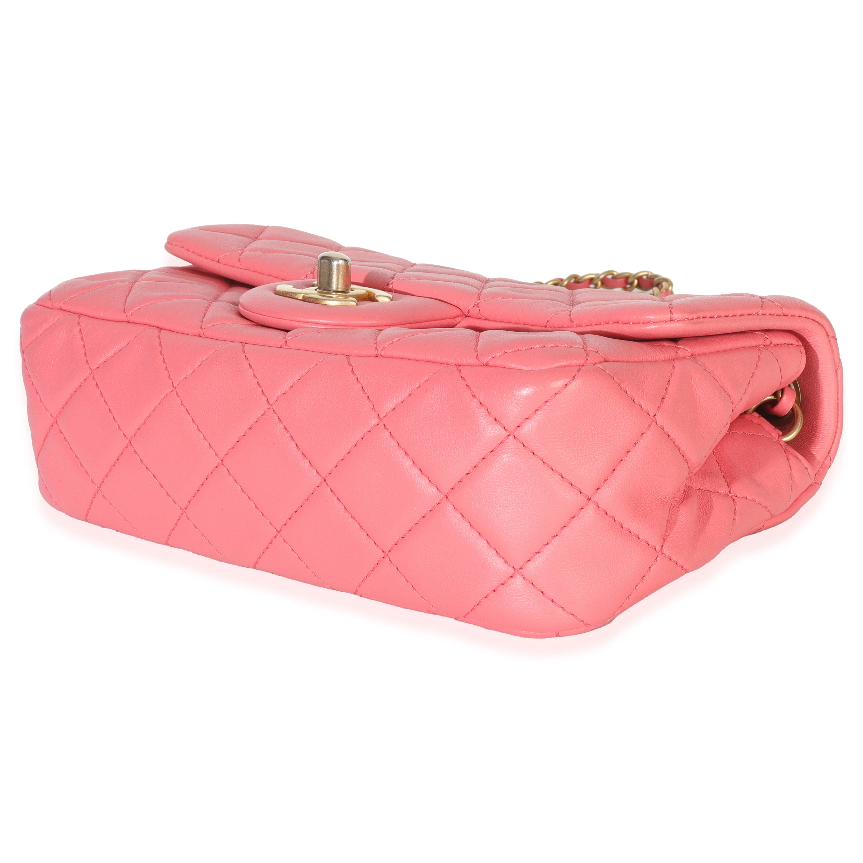 Pink Quilted Lambskin Pearl Crush Mini Rectangular Flap Bag - Image 7