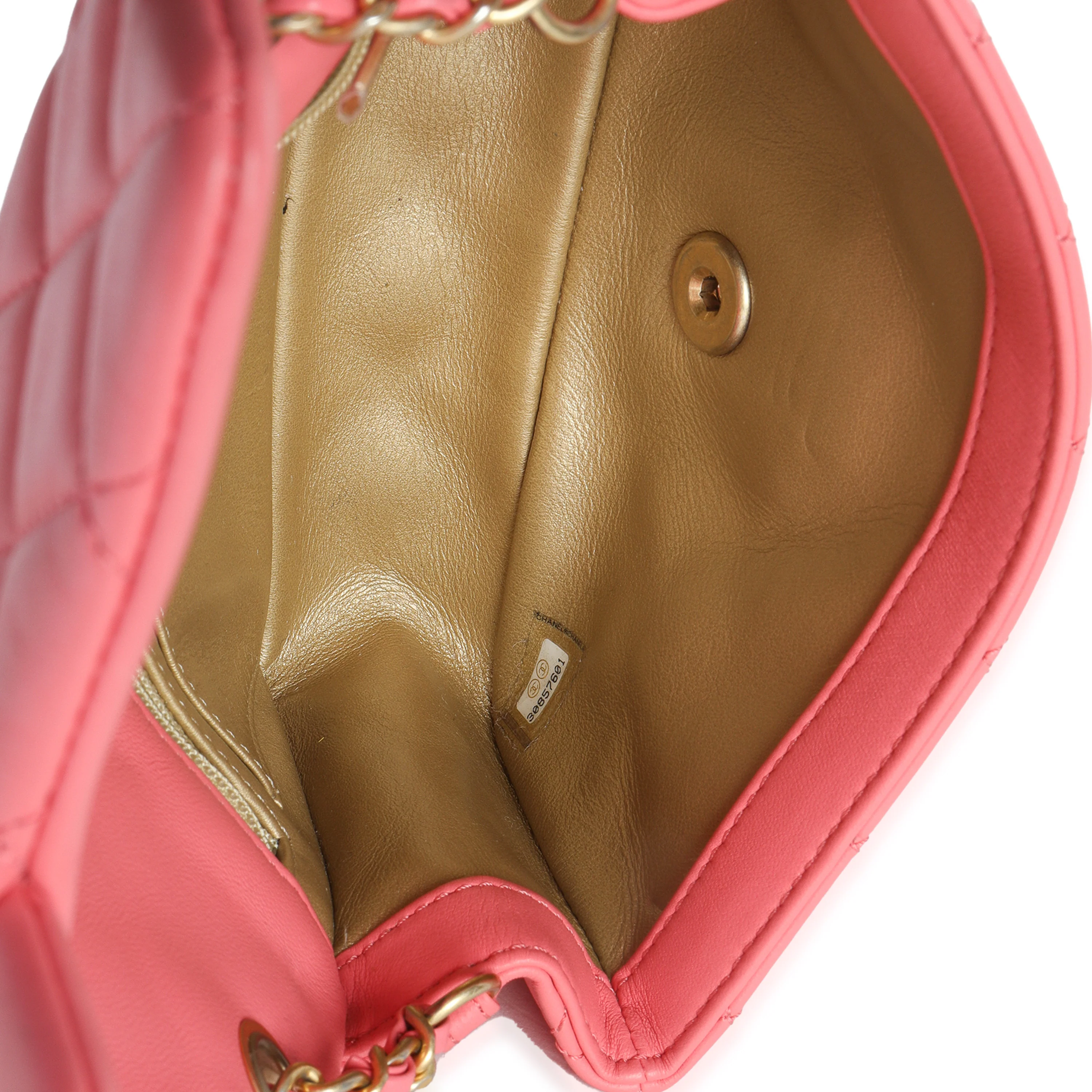 Pink Quilted Lambskin Pearl Crush Mini Rectangular Flap Bag - Image 9