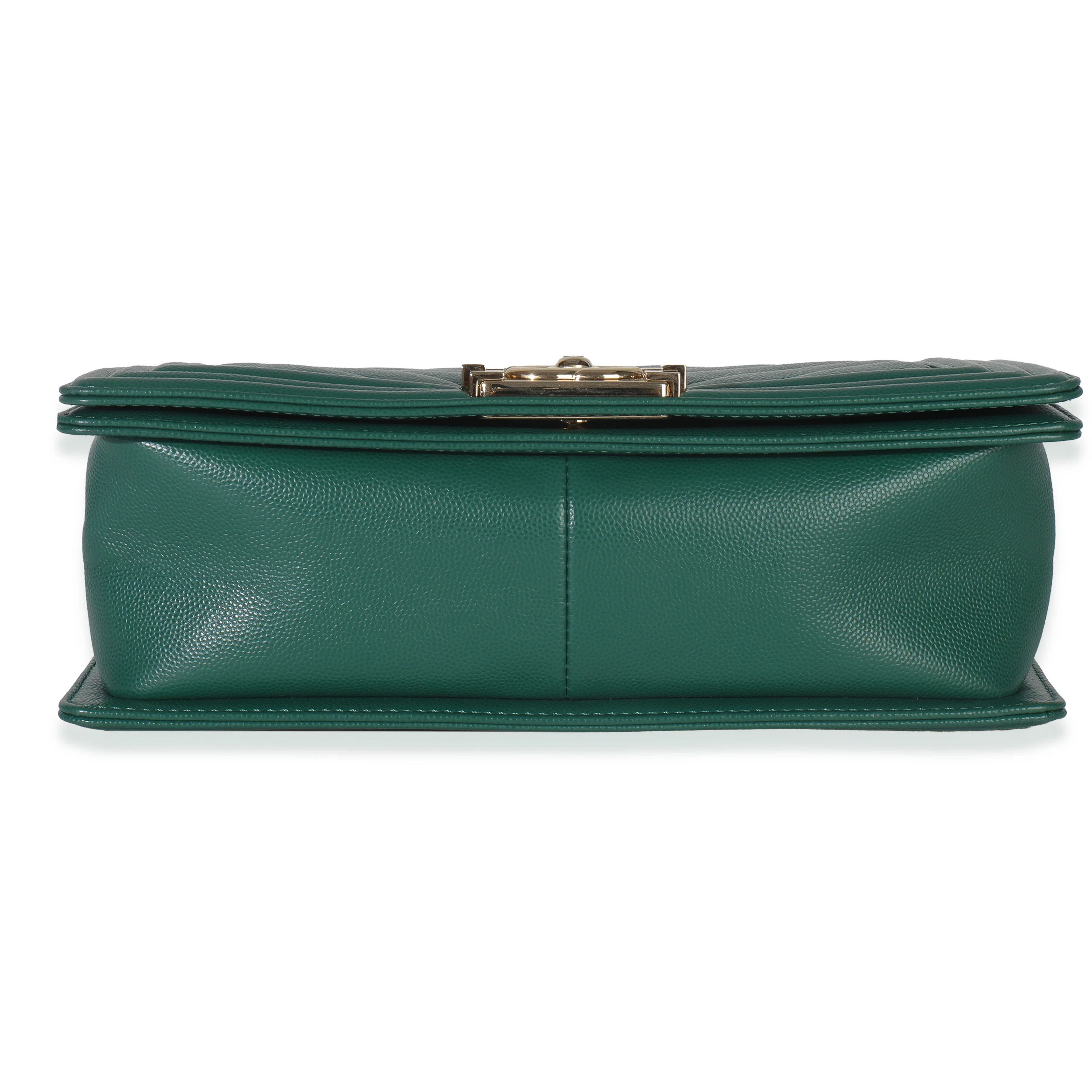 Dark Green Chevron Caviar Old Medium Boy Handbag - Image 5