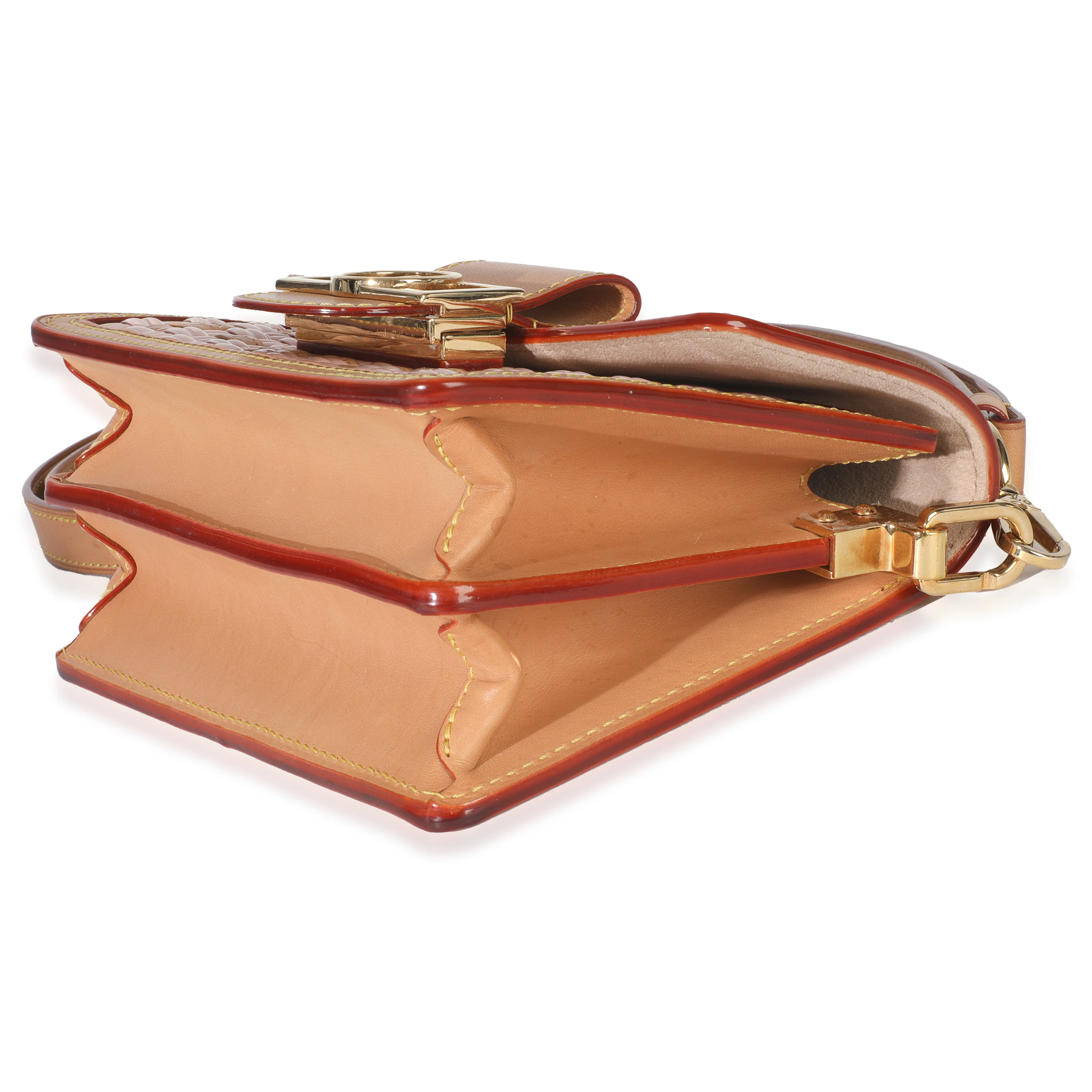 Pink Brown Leather Woven Dauphine PM - Image 7