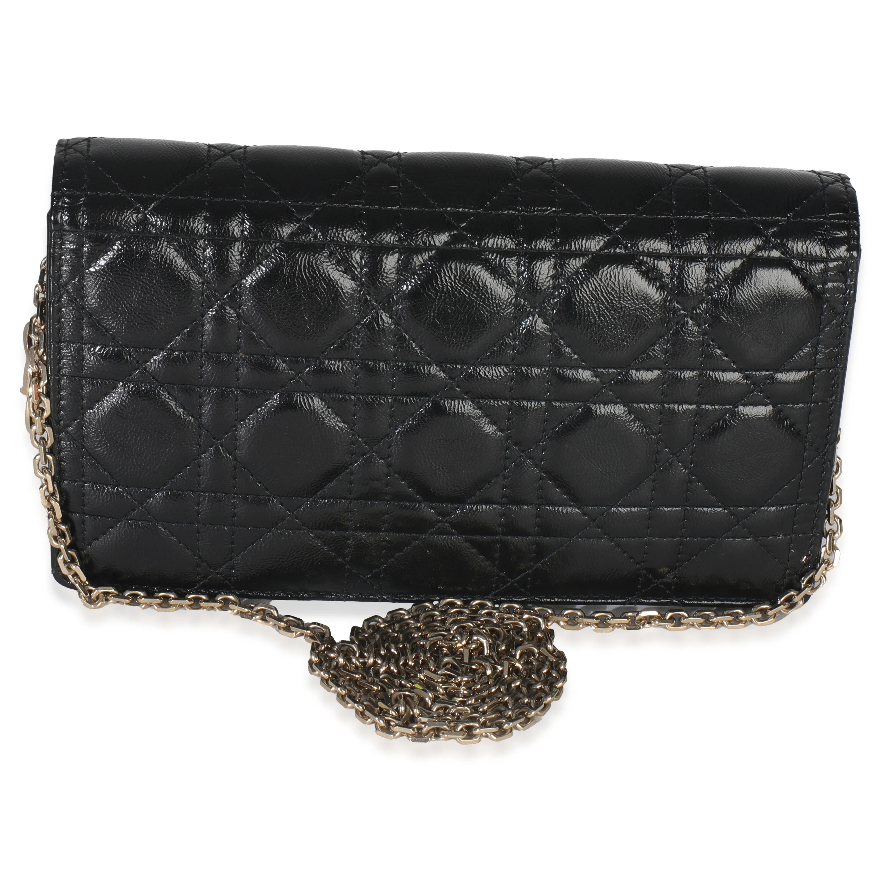 Black Distressed Calfskin Cannage Lady Dior Pouch - Image 4