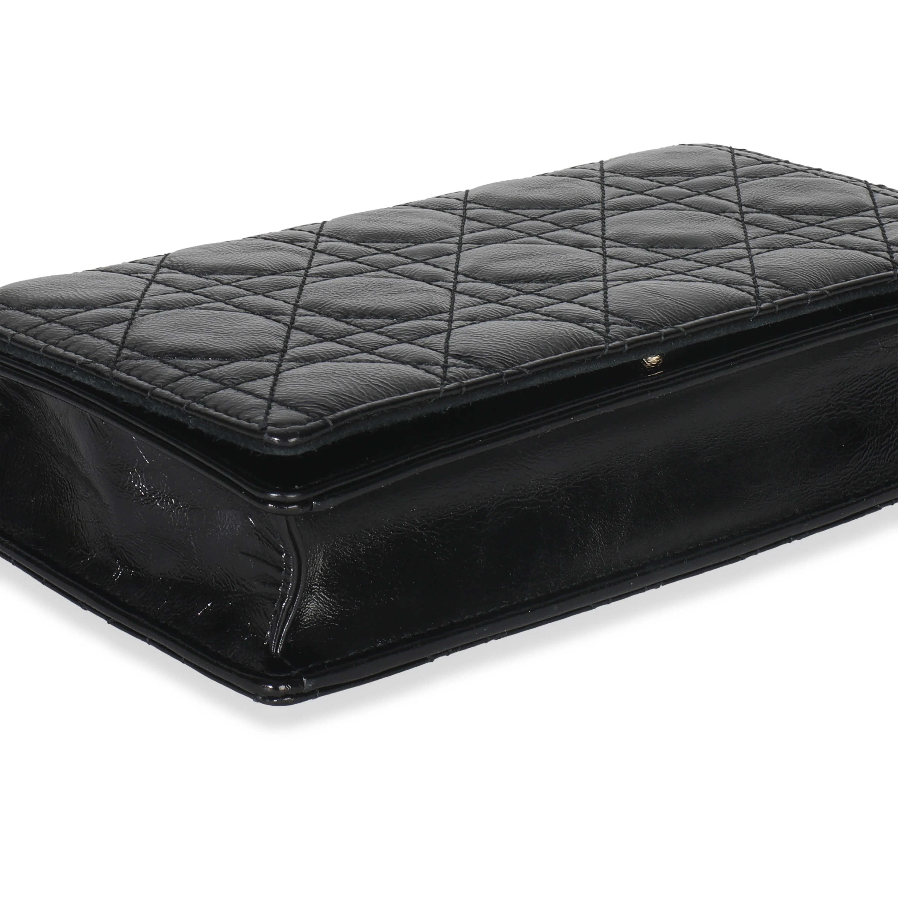 Black Distressed Calfskin Cannage Lady Dior Pouch - Image 6