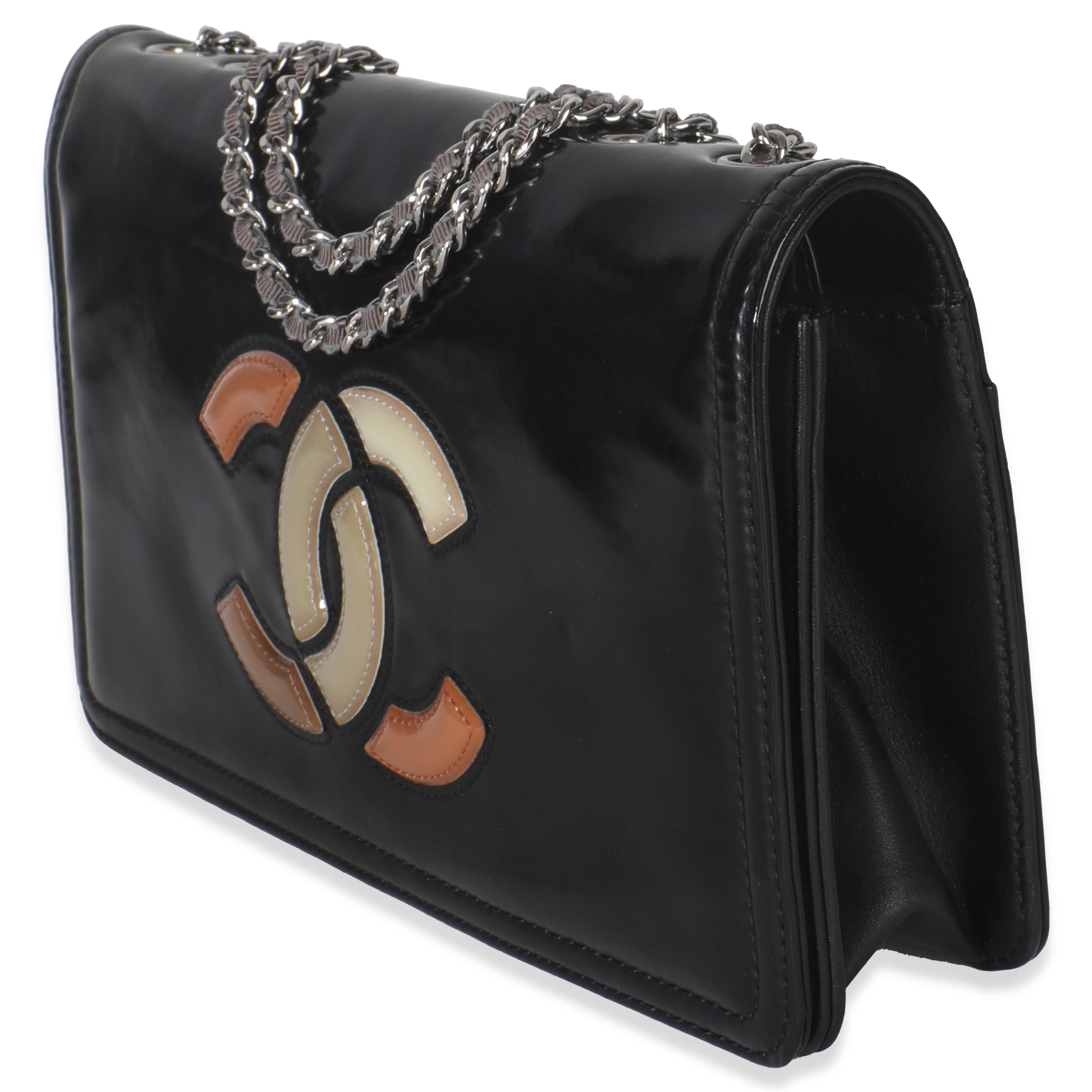 Black Patent CC Lipstick Flap Bag - Image 2