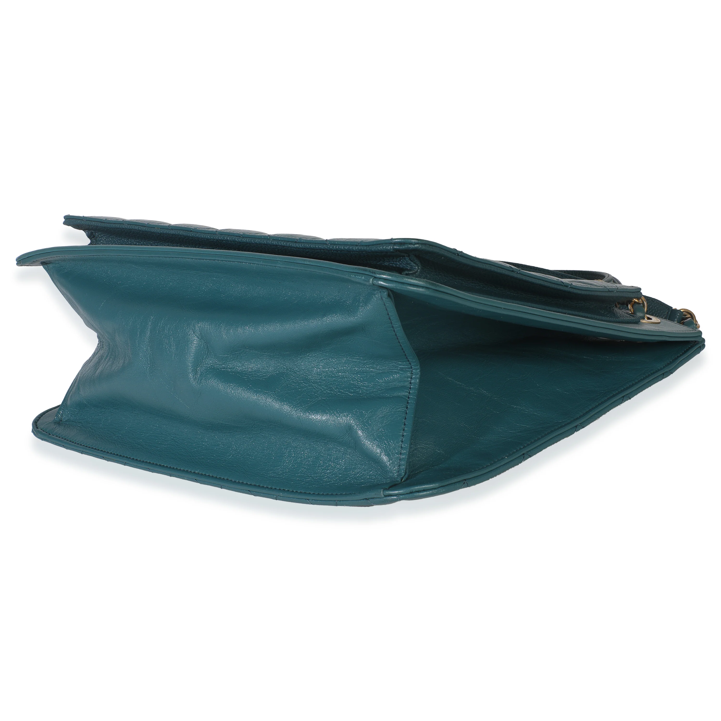 Teal Quilted Calfskin Large Business Affinity Shopping Bag - Image 5