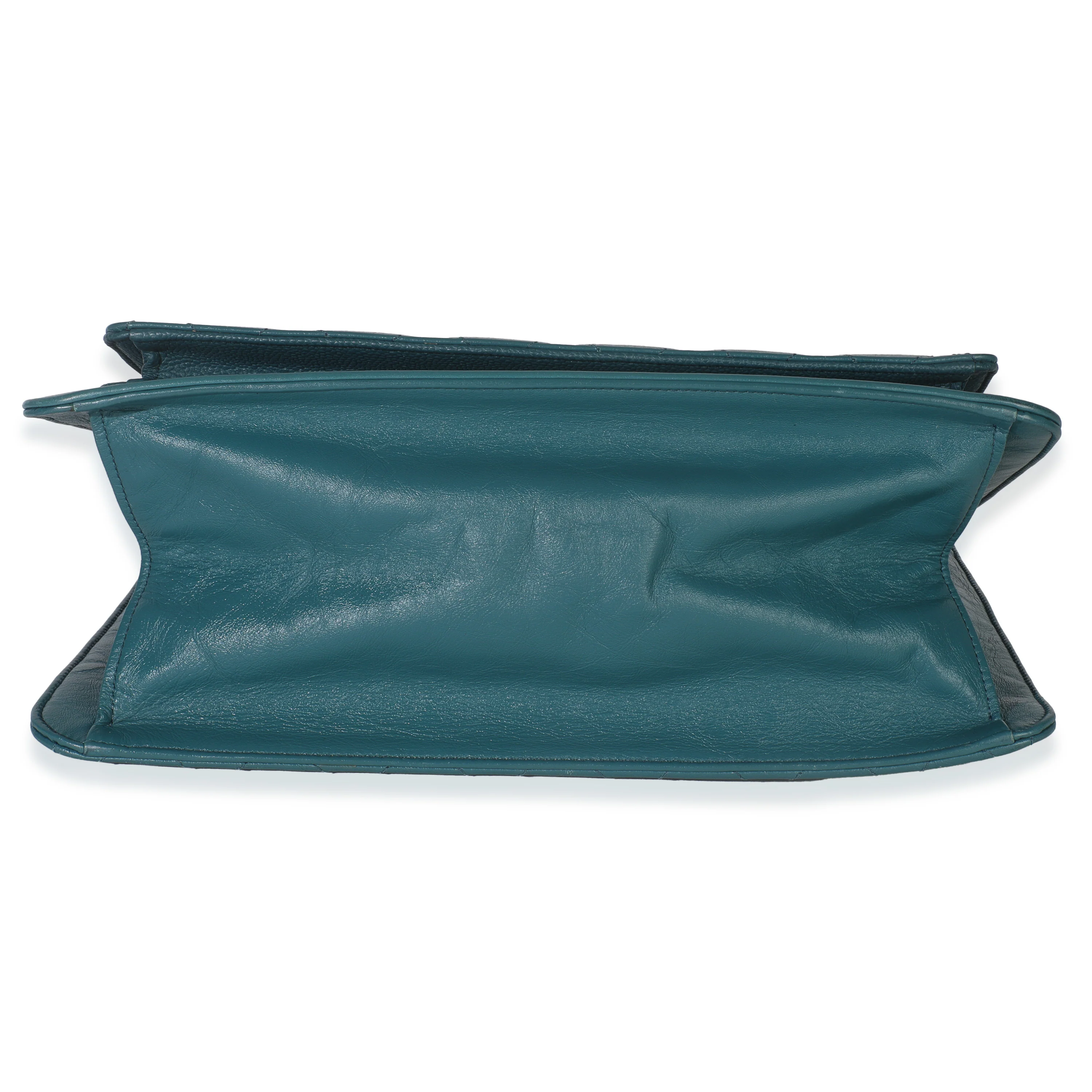 Teal Quilted Calfskin Large Business Affinity Shopping Bag - Image 6