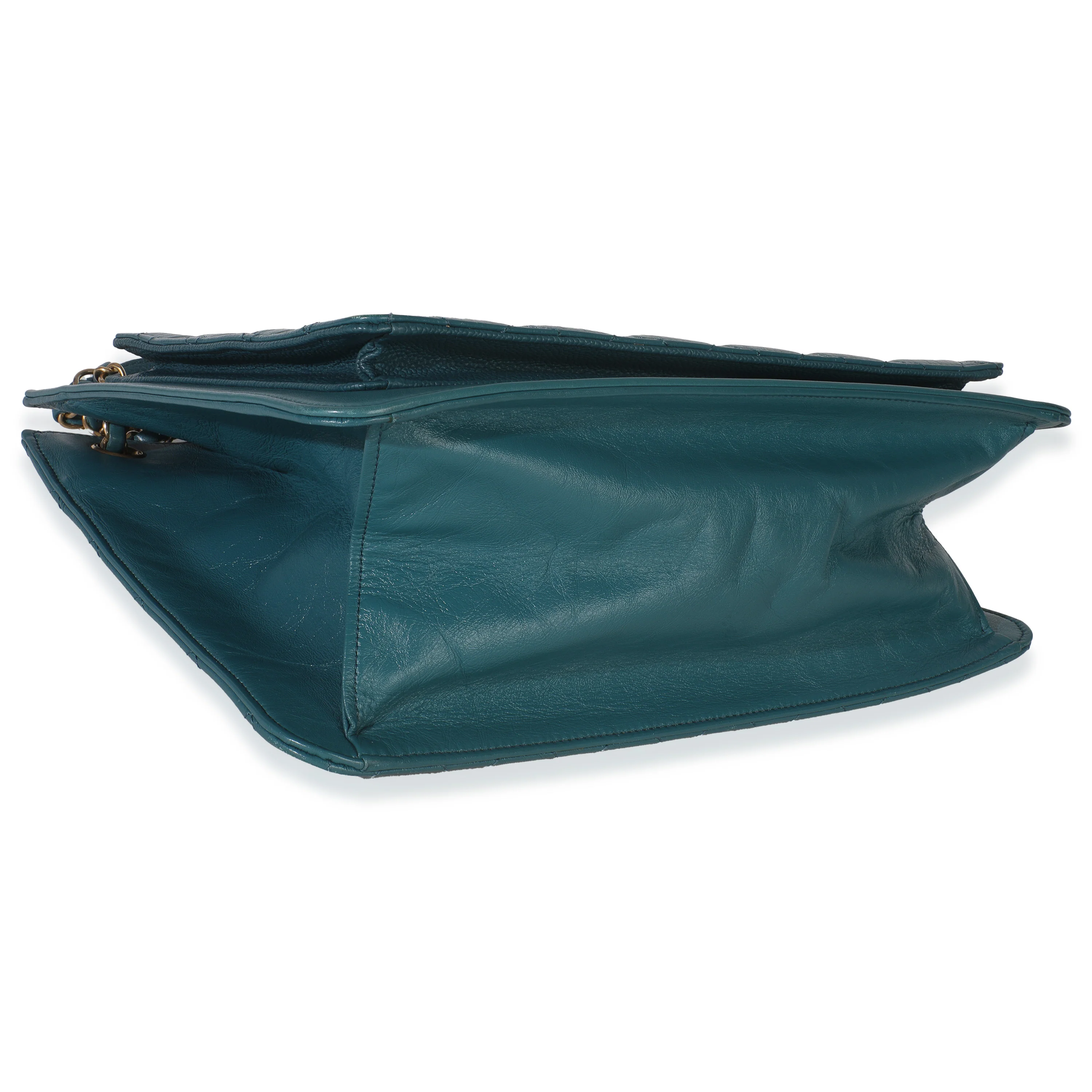 Teal Quilted Calfskin Large Business Affinity Shopping Bag - Image 7